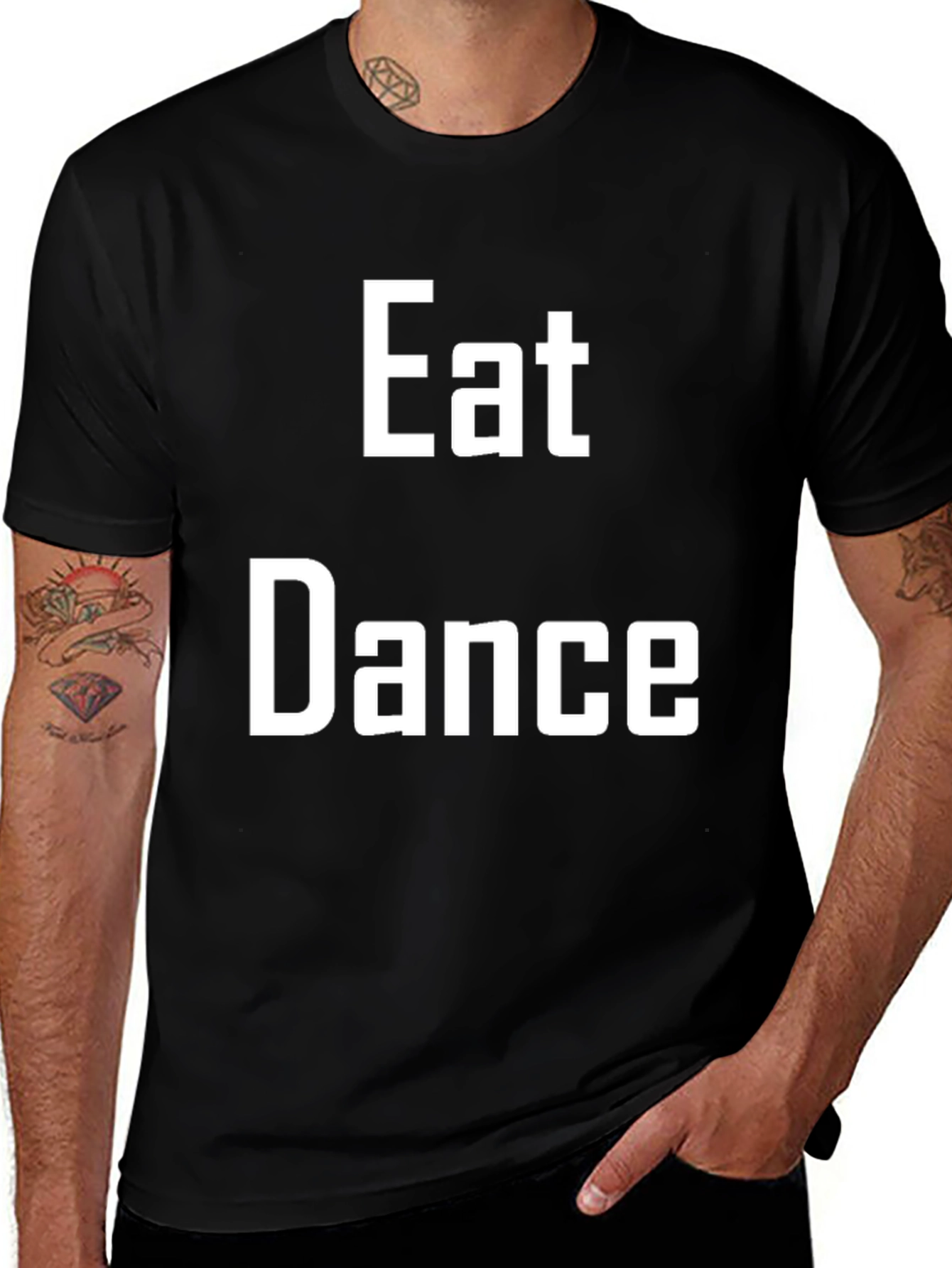 Variant 2 of Eat Dance T-Shirt: Black Cotton Blend Tee