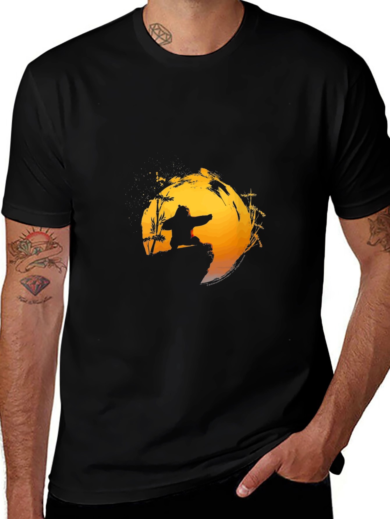 Black Kung Fu Sunset T-Shirt - Martial Arts Graphic Tee main image