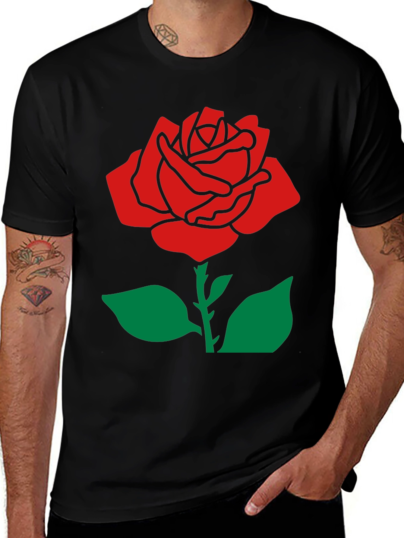 Variant 9 of Rose Graphic T-Shirt - Black