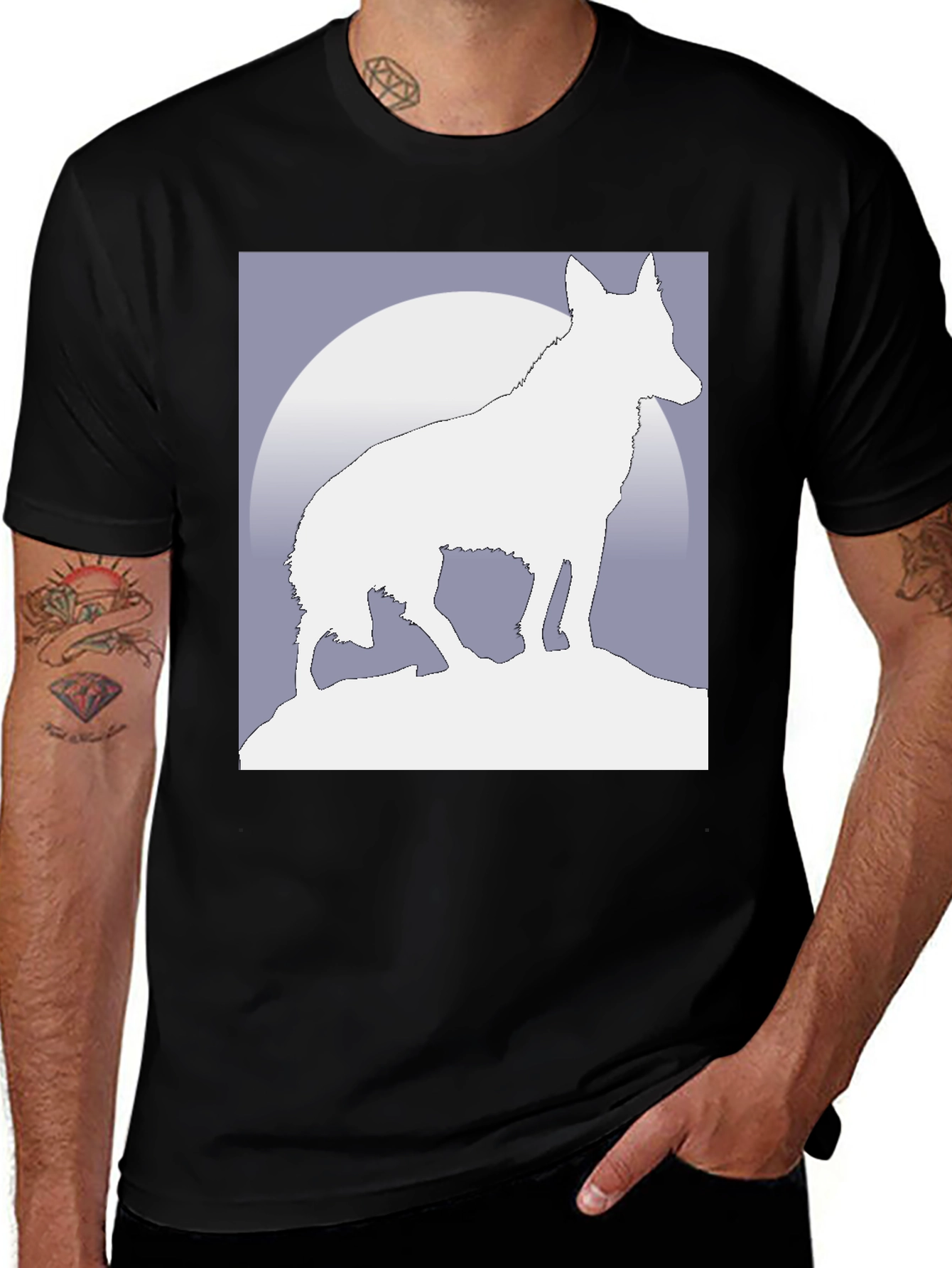 Variant 17 of Wolf Silhouette T-Shirt - Black Graphic Tee