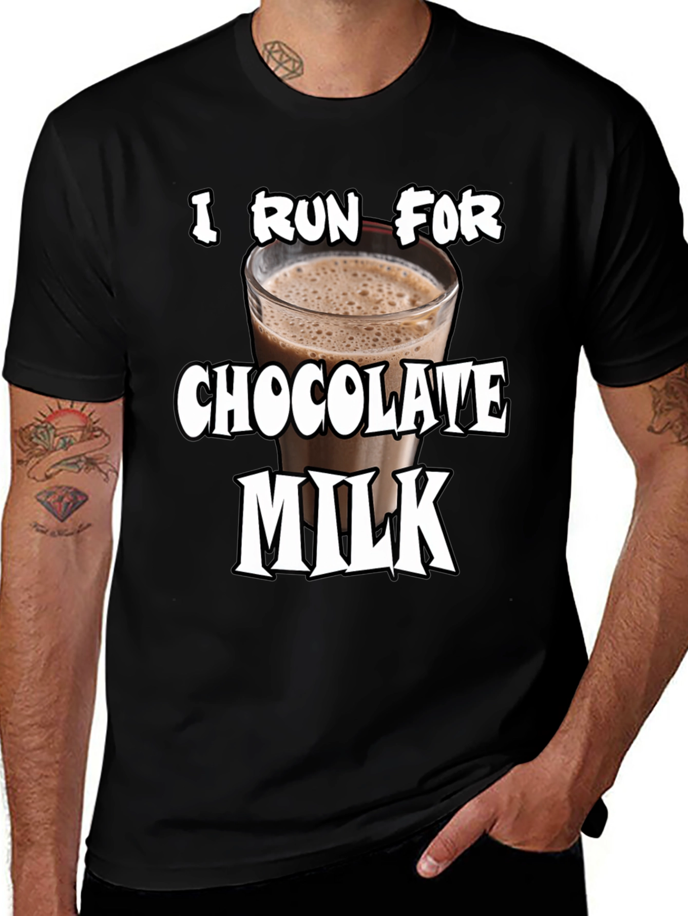 Black I Run For Chocolate Milk T-Shirt - Funny Workout Tee main image