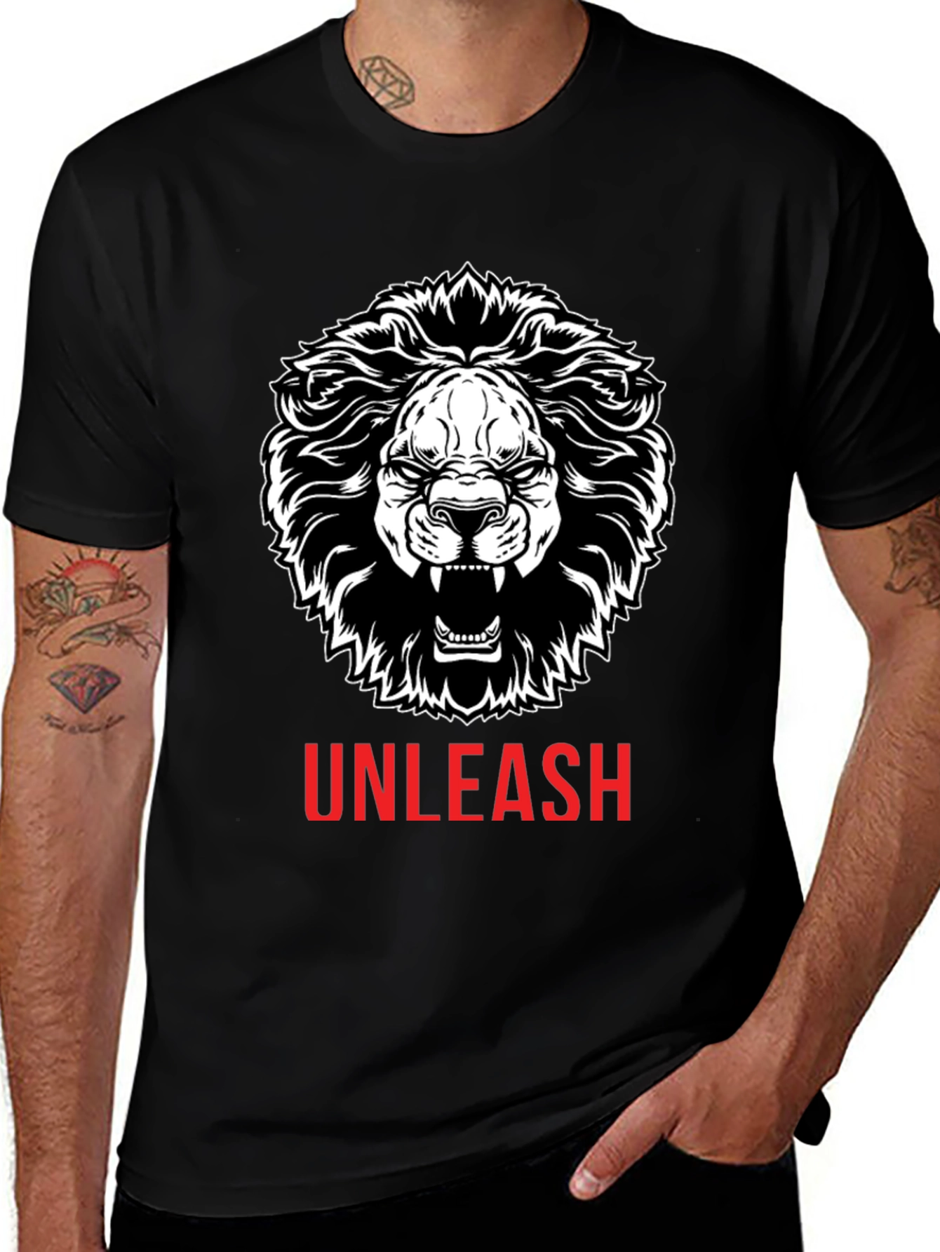 Variant 30 of Unleash Lion Graphic Tee - Bold Black T-Shirt