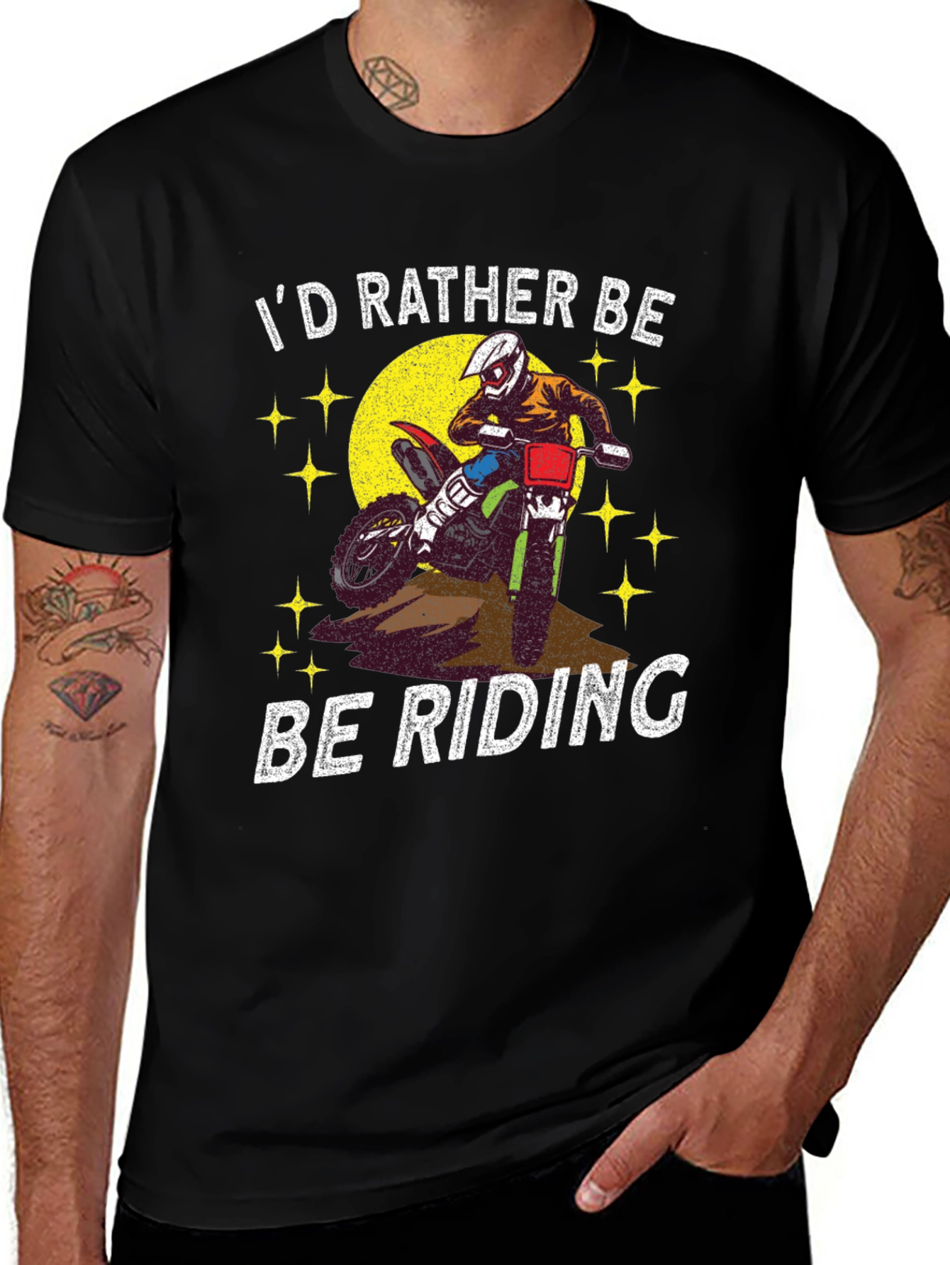 Variant 22 of I'd Rather Be Riding T-Shirt - Motorcross Rider Tee