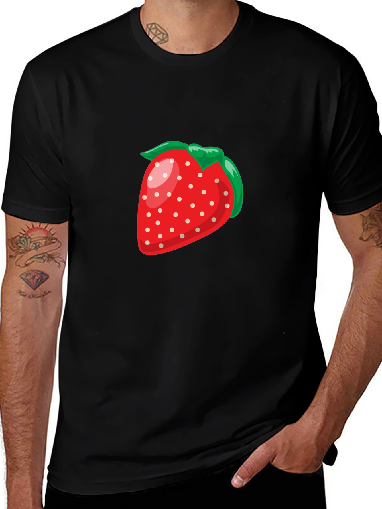 Variant 6 of Strawberry Graphic Black T-Shirt