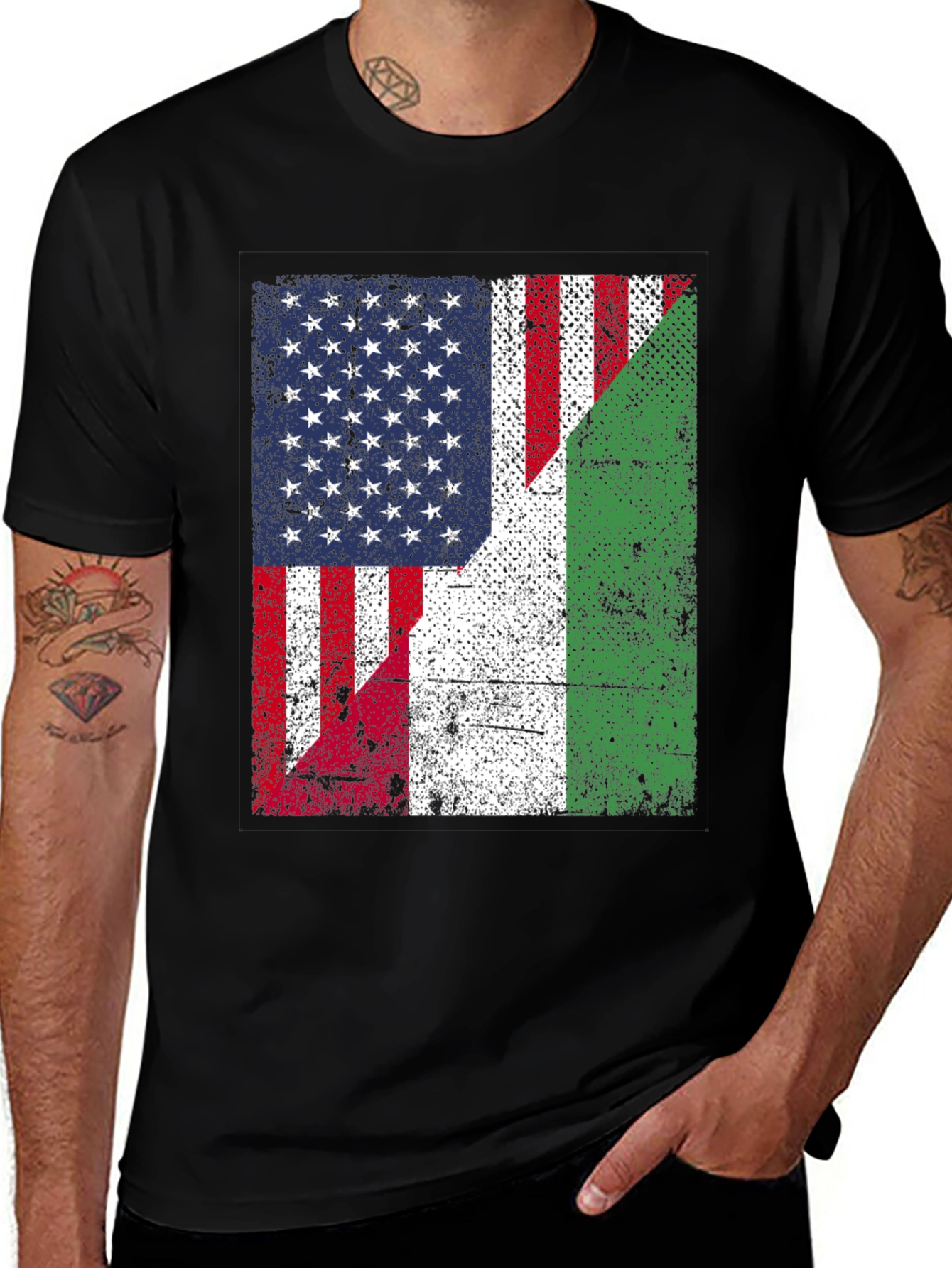 Variant 28 of USA & Italy Flag T-Shirt