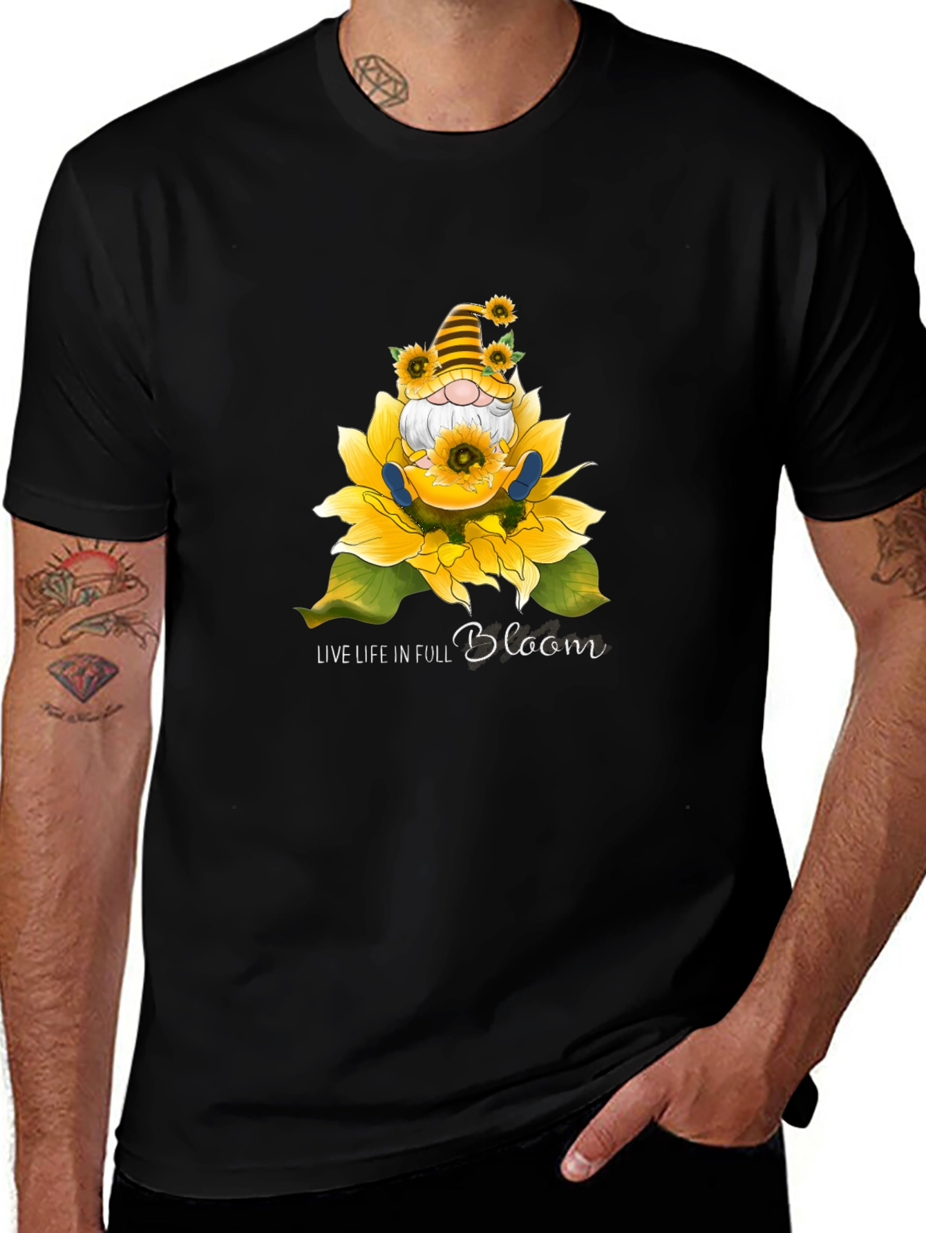 Variant 7 of Sunflower Gnome Graphic Tee - Live Life in Bloom