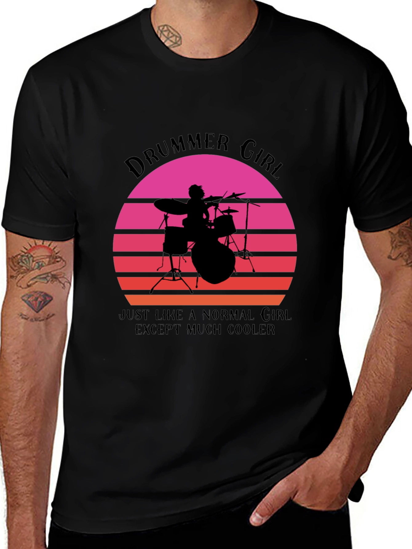 Variant 29 of Drummer Girl Graphic T-Shirt - Cool Music Lover Tee