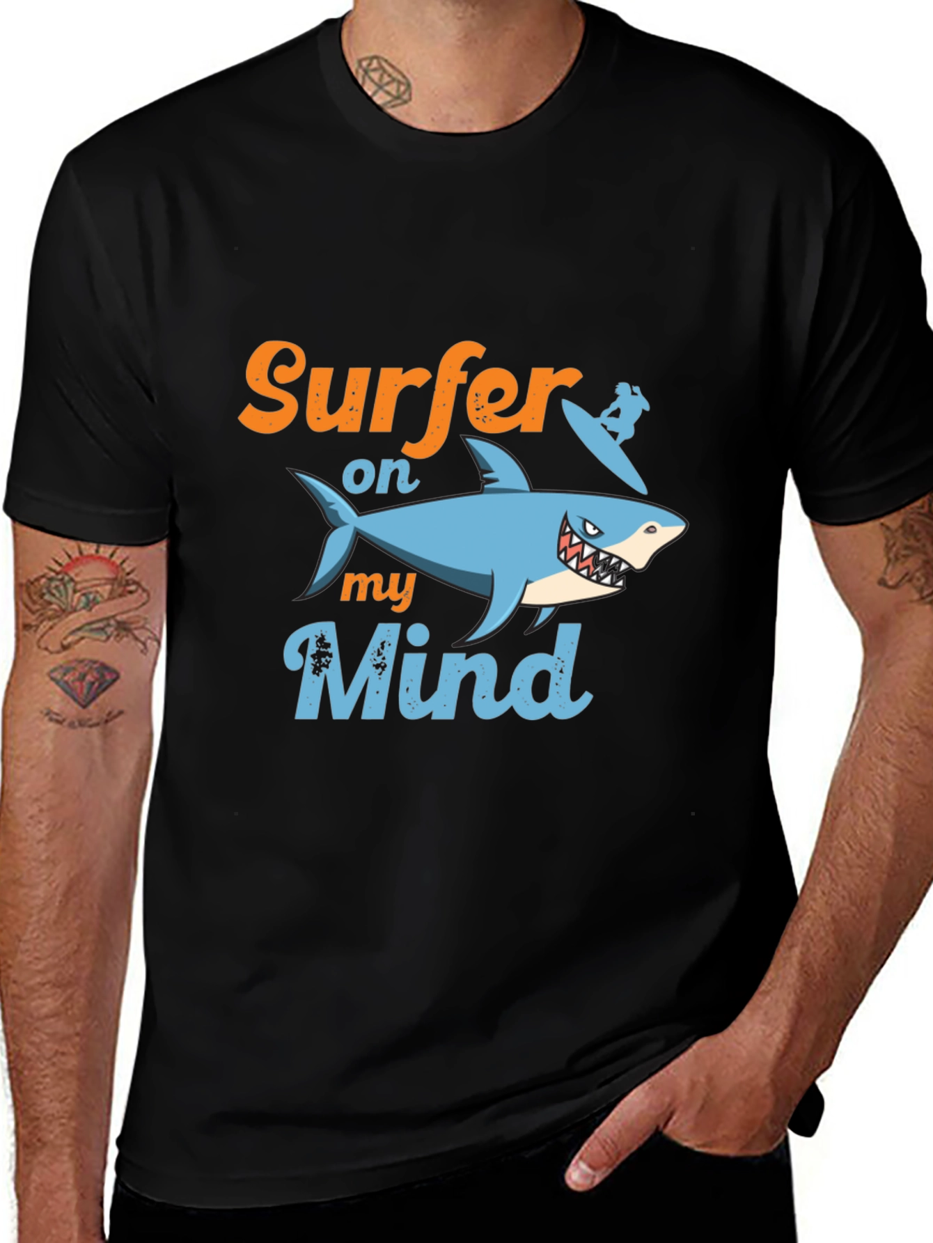 Variant 6 of Surfer on My Mind Graphic Tee - Shark Lover T-Shirt