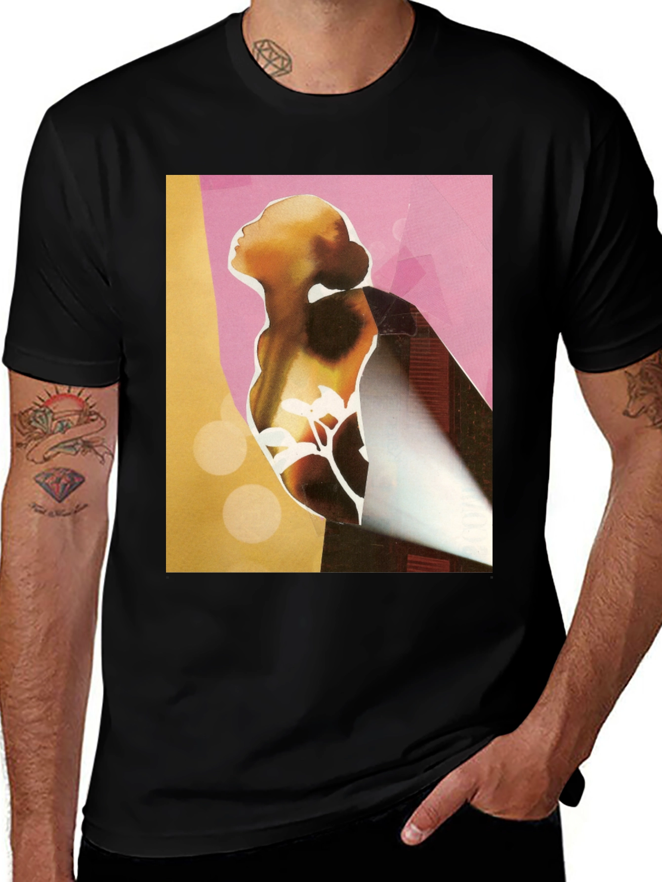 Variant 25 of Abstract Silhouette Graphic Tee - Black Casual T-Shirt