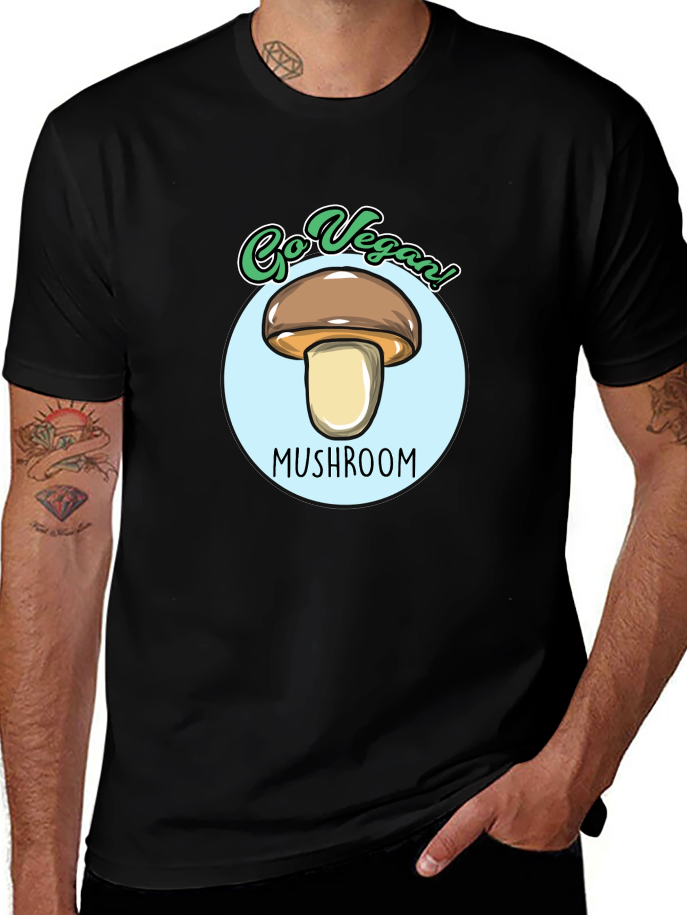 Variant 6 of Go Vegan! Mushroom Graphic Tee - Unisex