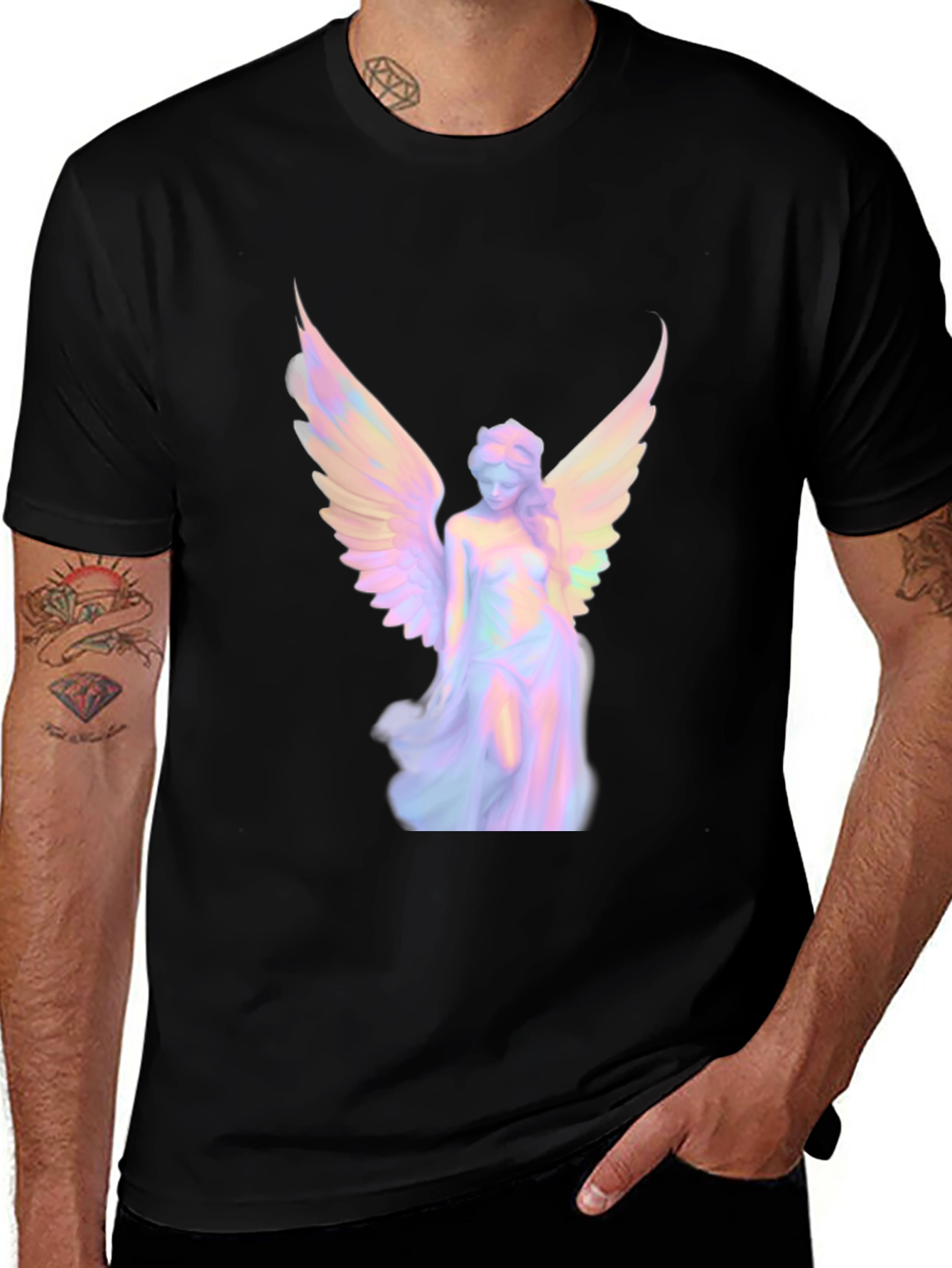 Variant 26 of Angel Wings Graphic Tee - Unisex Black Cotton T-Shirt