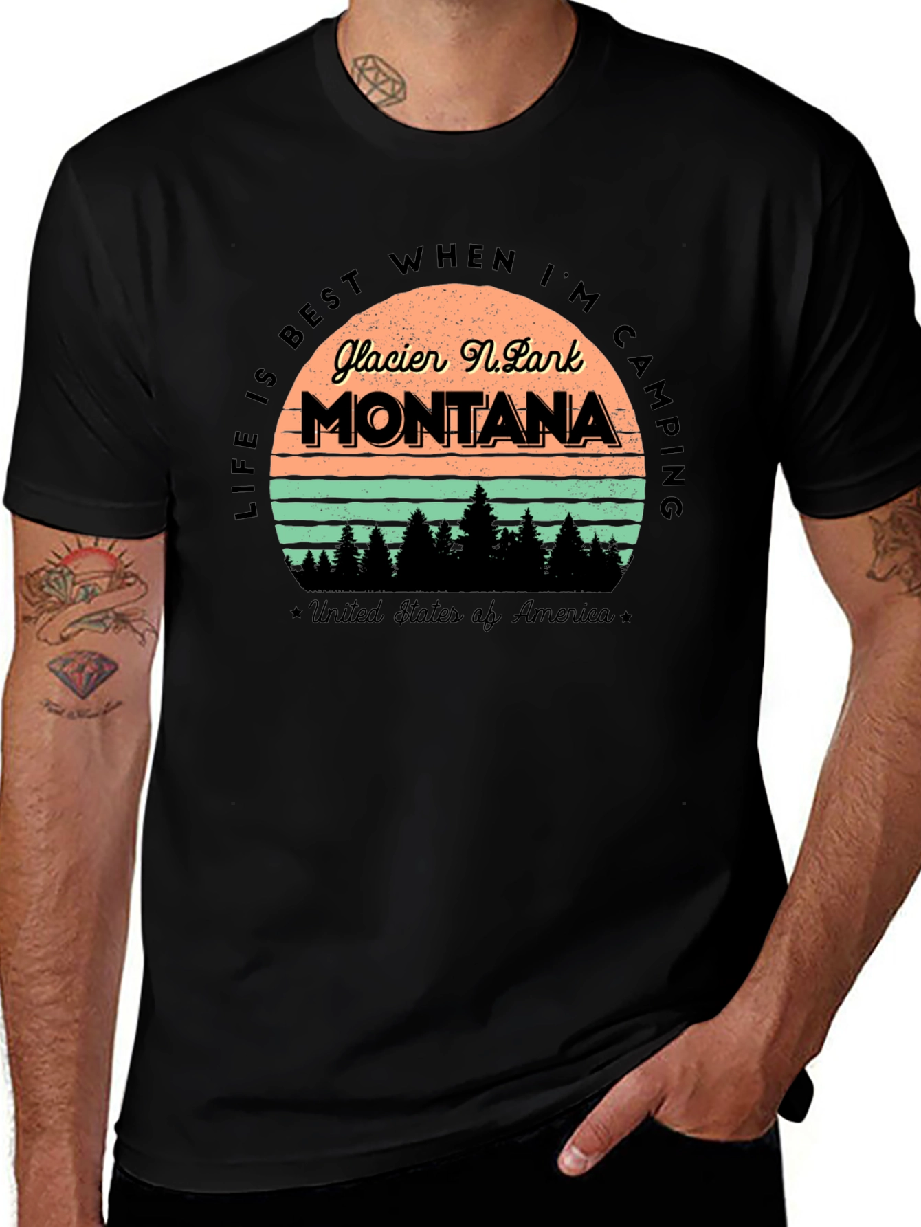 Variant 12 of Glacier National Park Montana Camping T-Shirt