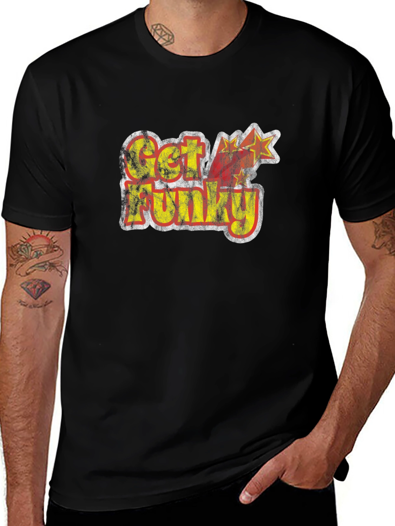 Variant 25 of Retro "Get Funky" Graphic Tee - Black T-Shirt