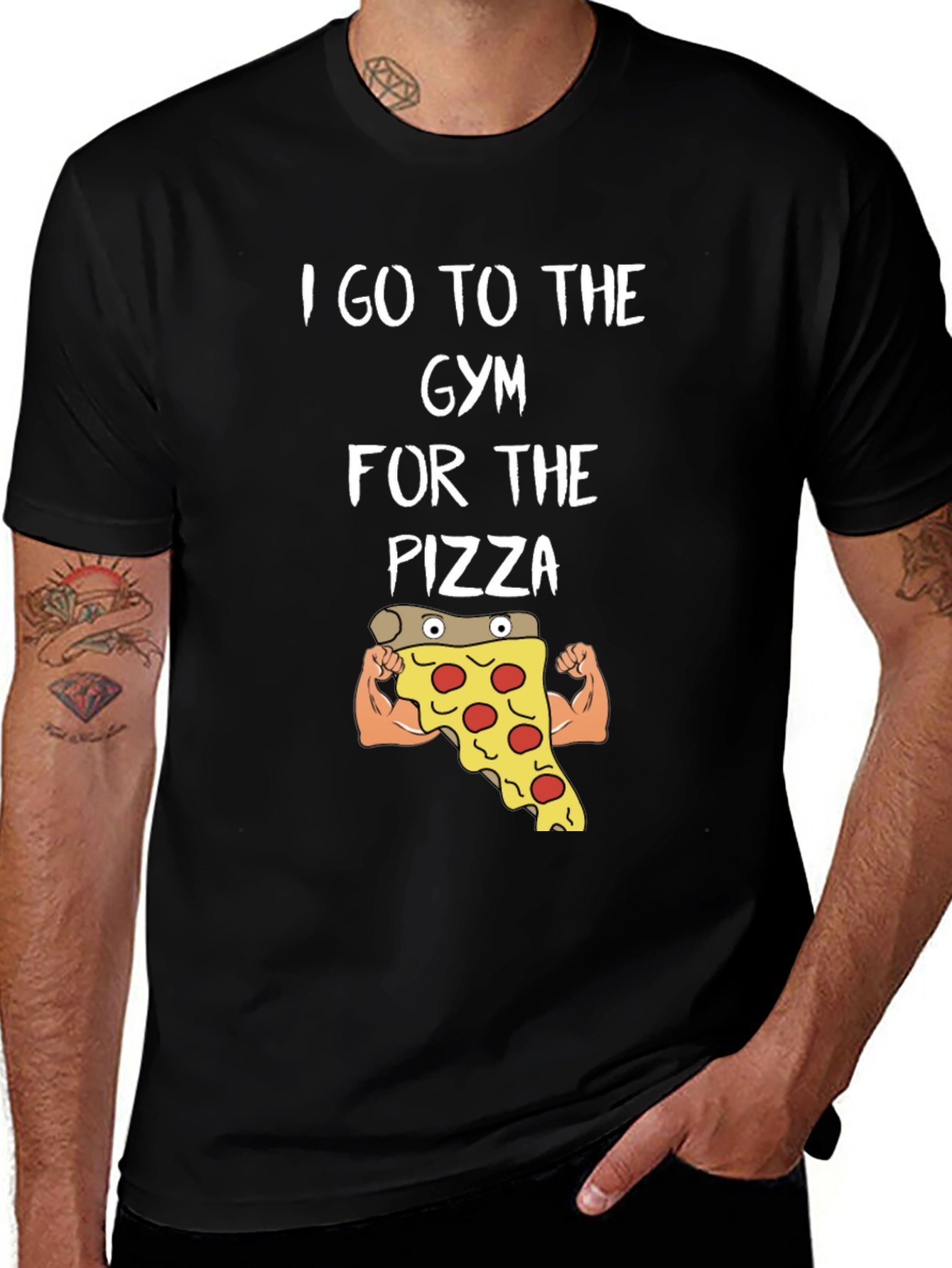Black Gym Pizza T-Shirt - Funny Workout Tee main image