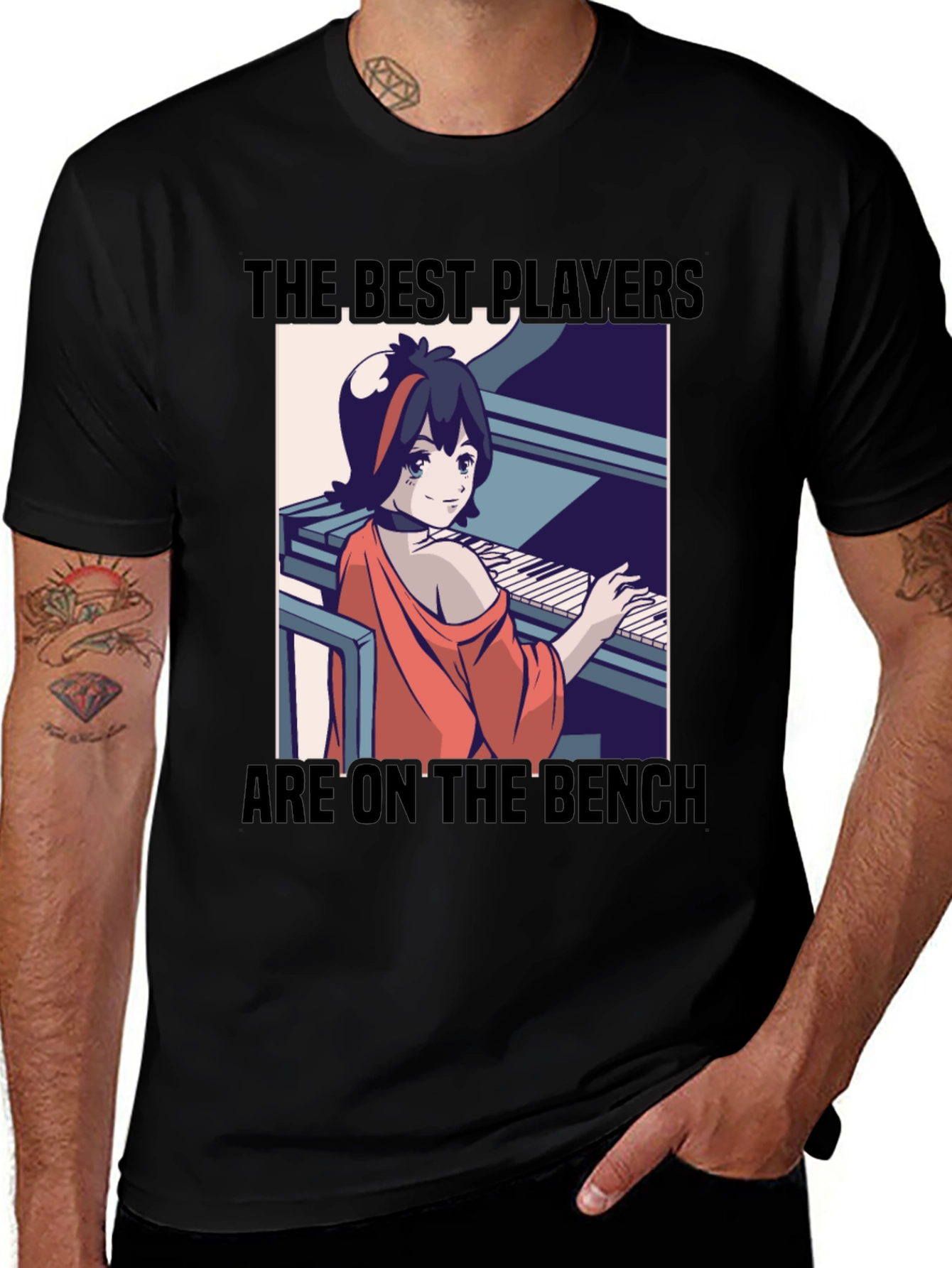 Variant 18 of Best Players Bench T-Shirt - Anime Piano Player Design