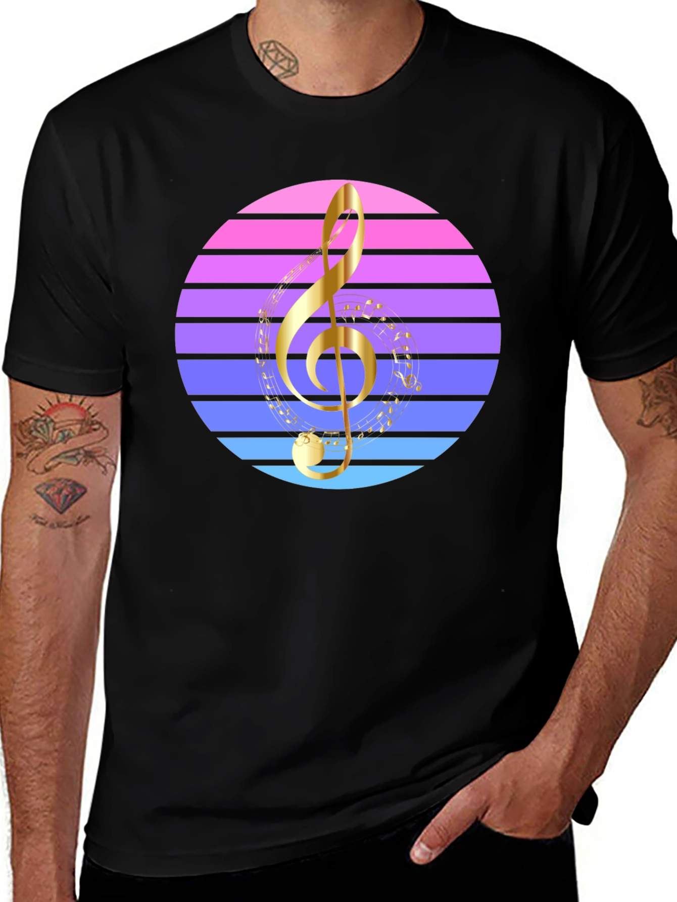 Variant 23 of Retro Music T-Shirt - Treble Clef Design