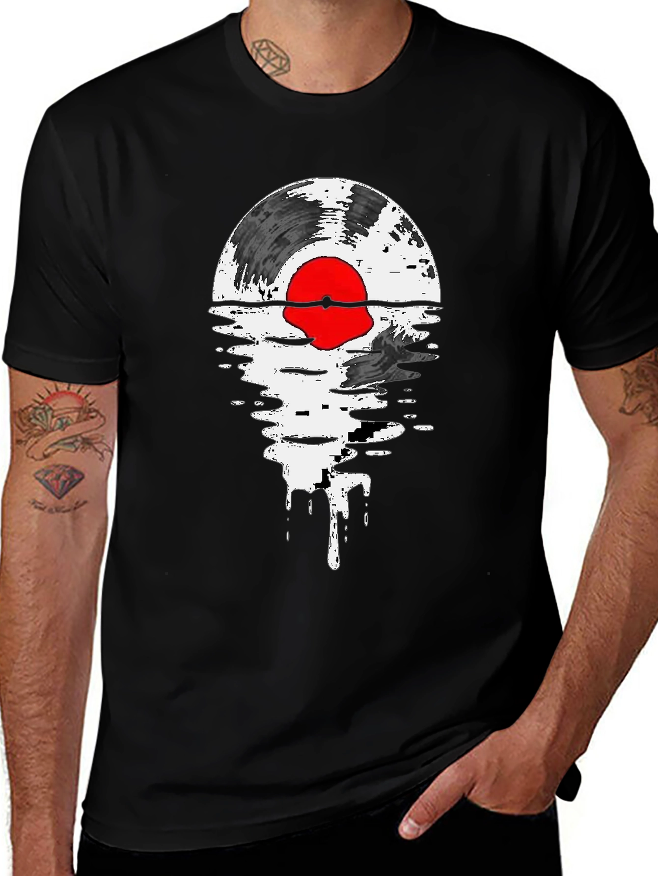 Variant 14 of Abstract Vinyl Record Graphic Tee - Black