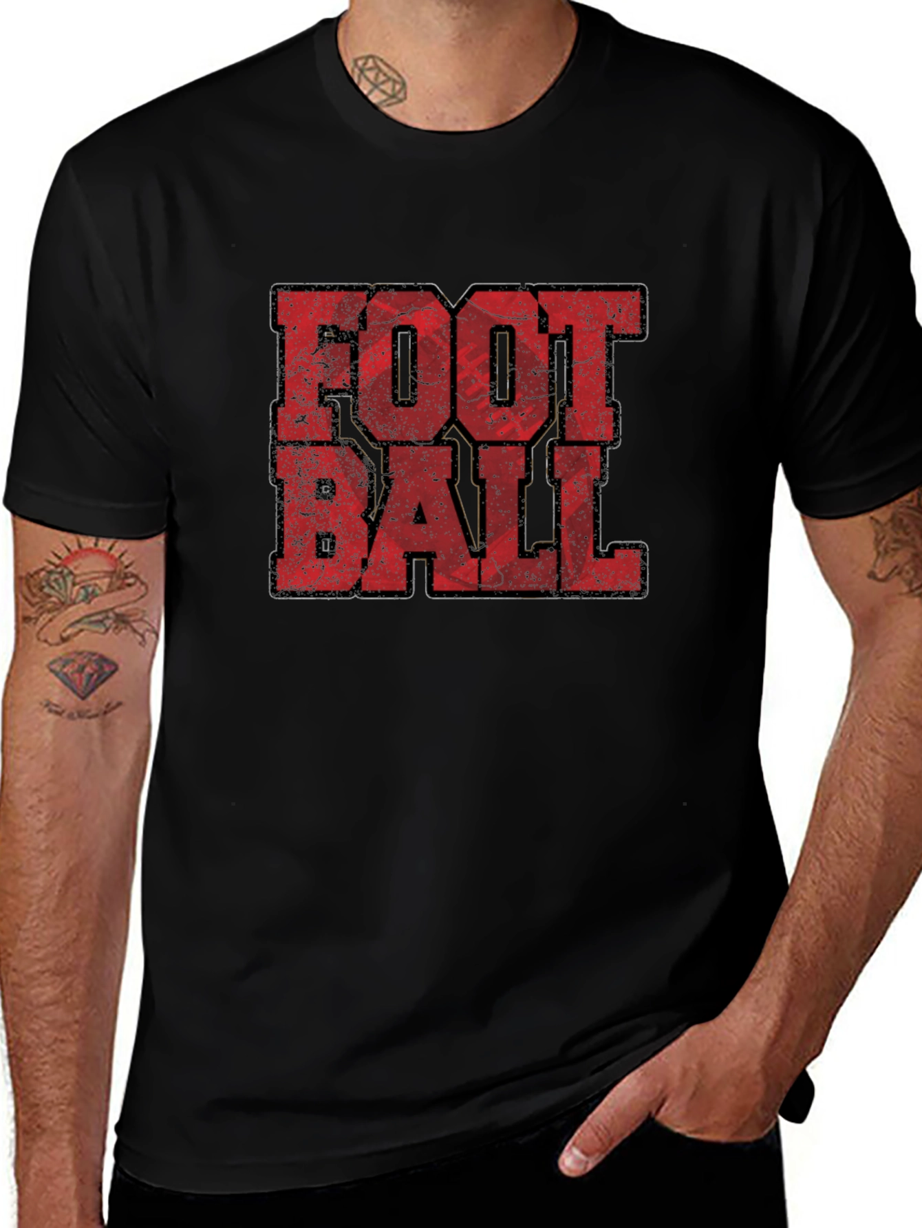 Variant 6 of Distressed Football Graphic T-Shirt - Classic Fit