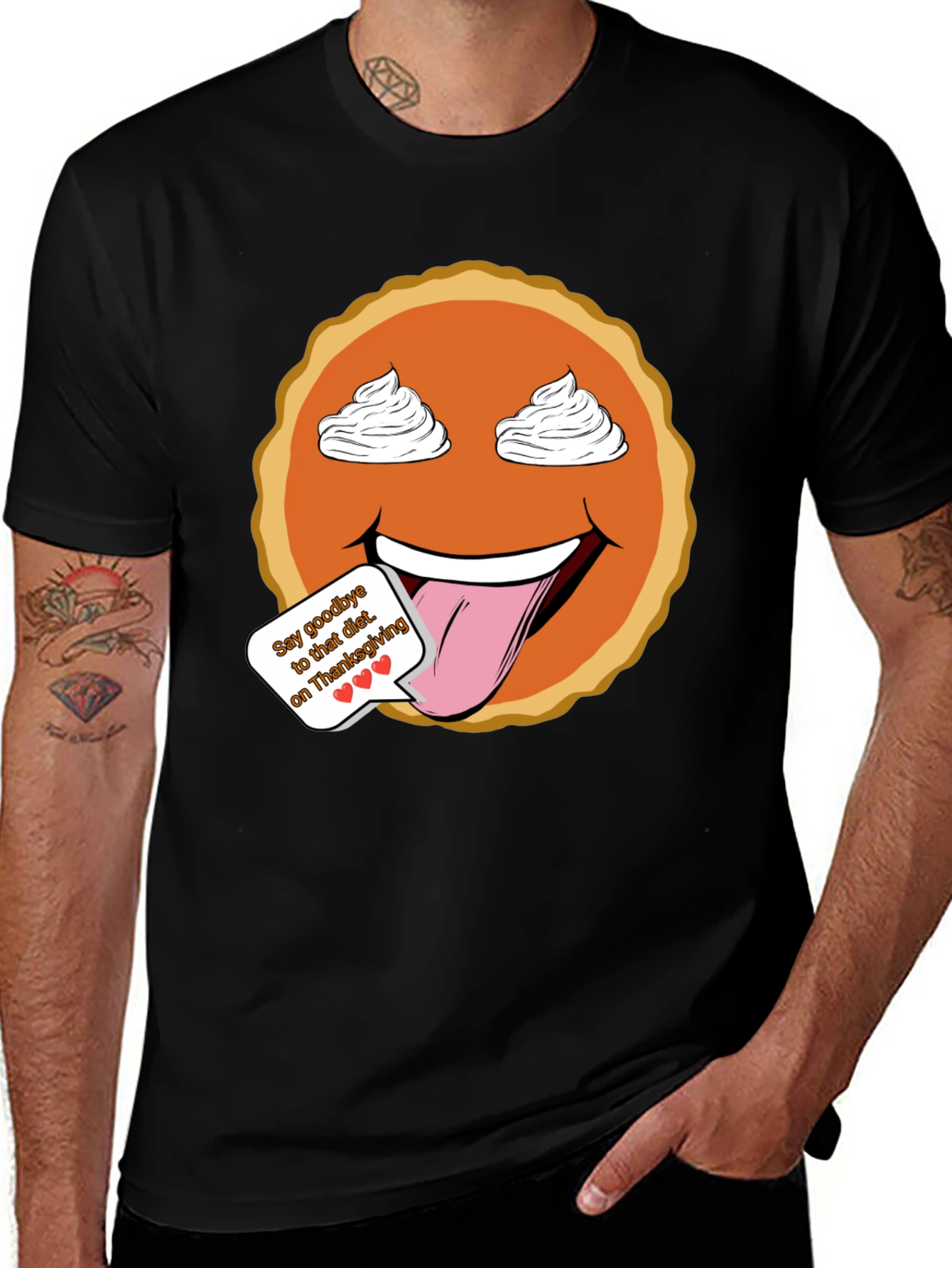 Thanksgiving Pumpkin Pie Emoji Graphic T-Shirt