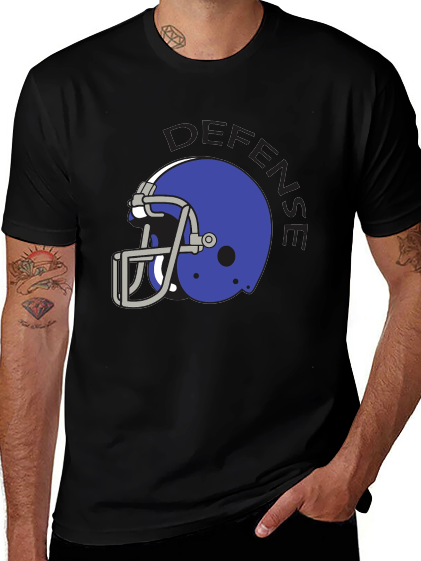 Variant 13 of Defense Football Helmet Graphic Tee - Sport Fan Apparel