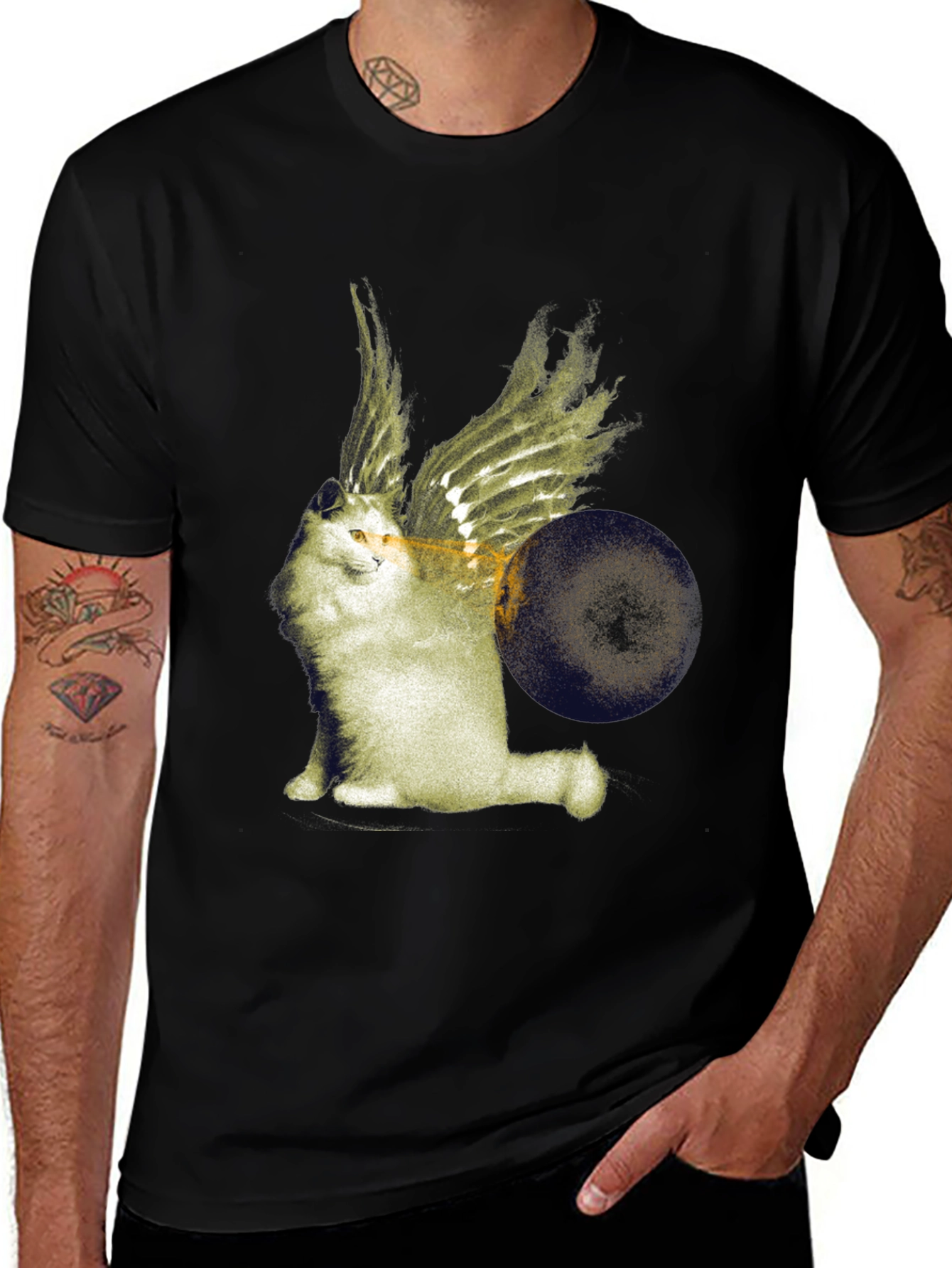 Variant 22 of Winged Cat Graphic Tee - Unique Design