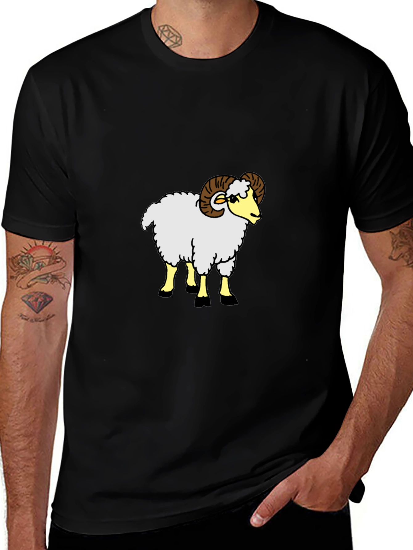Variant 7 of Ram Graphic T-Shirt - Black Cotton Tee