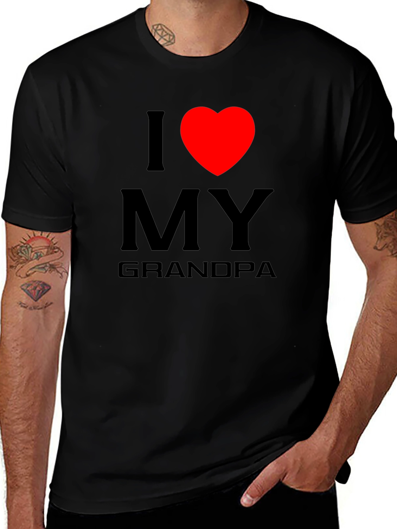 Variant 4 of I Love My Grandpa T-Shirt - Black