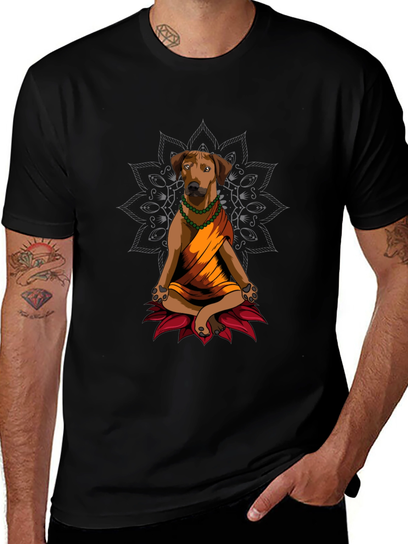 Variant 26 of Zen Dog T-Shirt - Meditating Canine Design