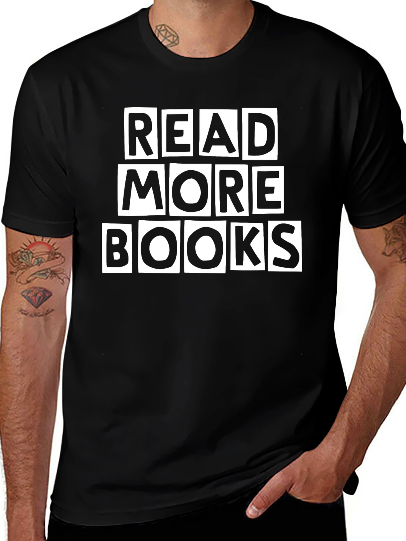 Variant 15 of Read More Books Graphic Tee - Black Casual Shirt