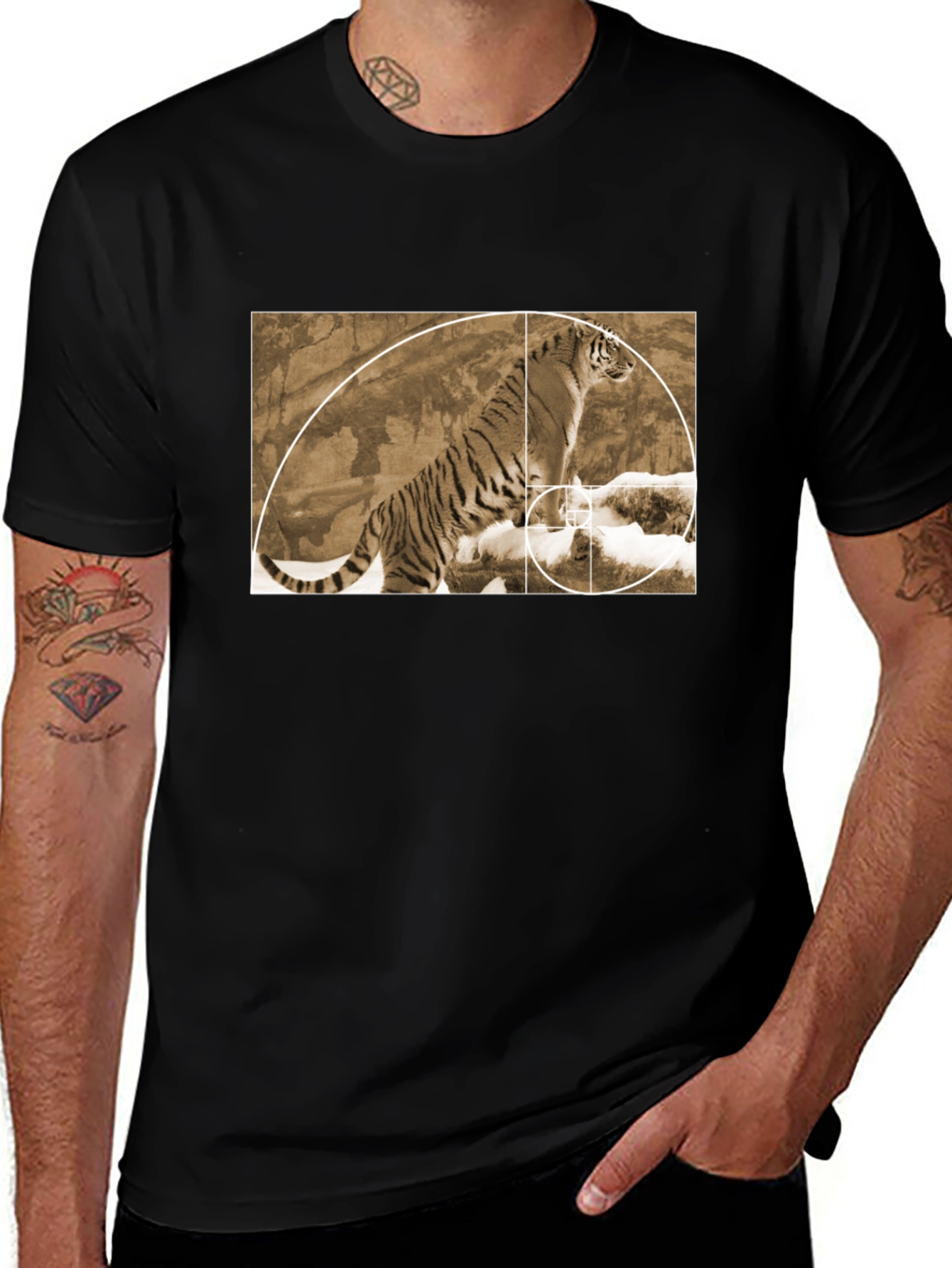 Variant 4 of Golden Ratio Tiger Graphic T-Shirt