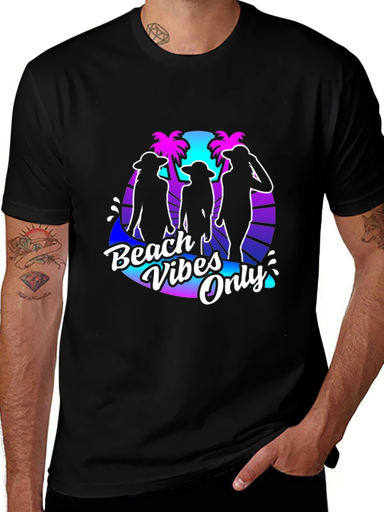 Variant 16 of Beach Vibes Only Black T-Shirt