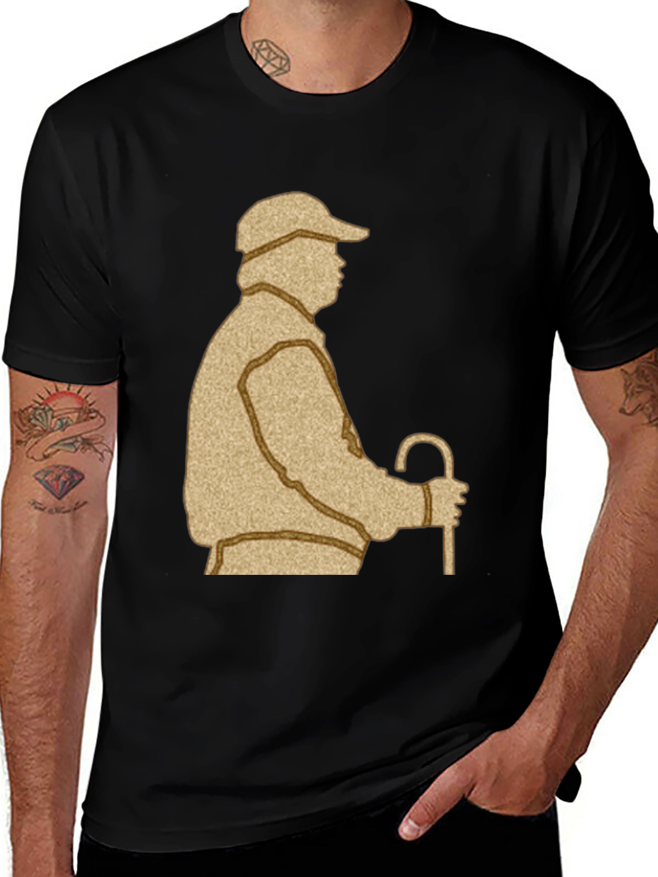 Variant 22 of Man in Vest Graphic Tee - Black