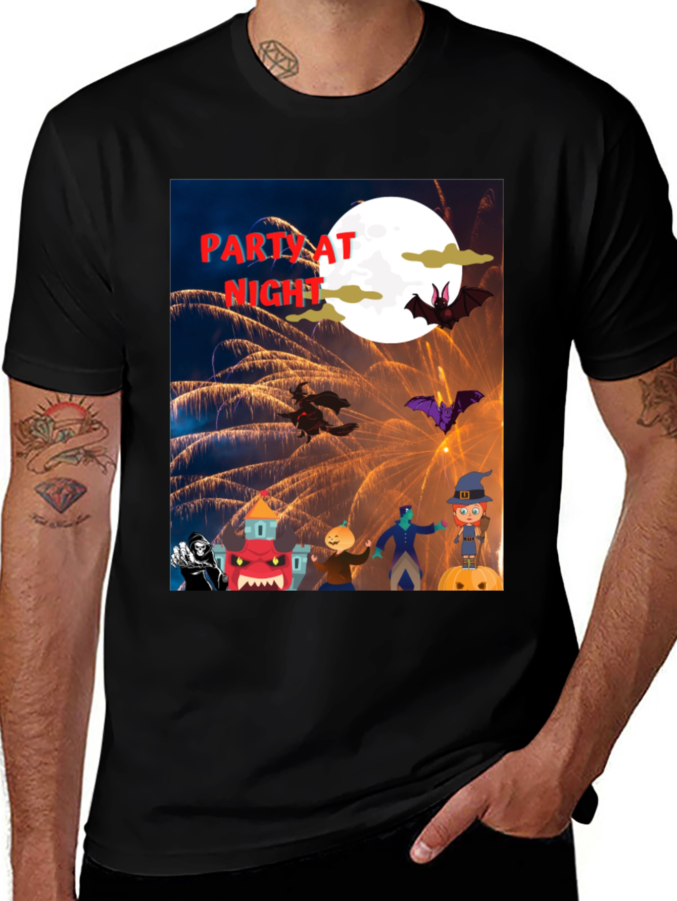 Halloween Party at Night Graphic T-Shirt