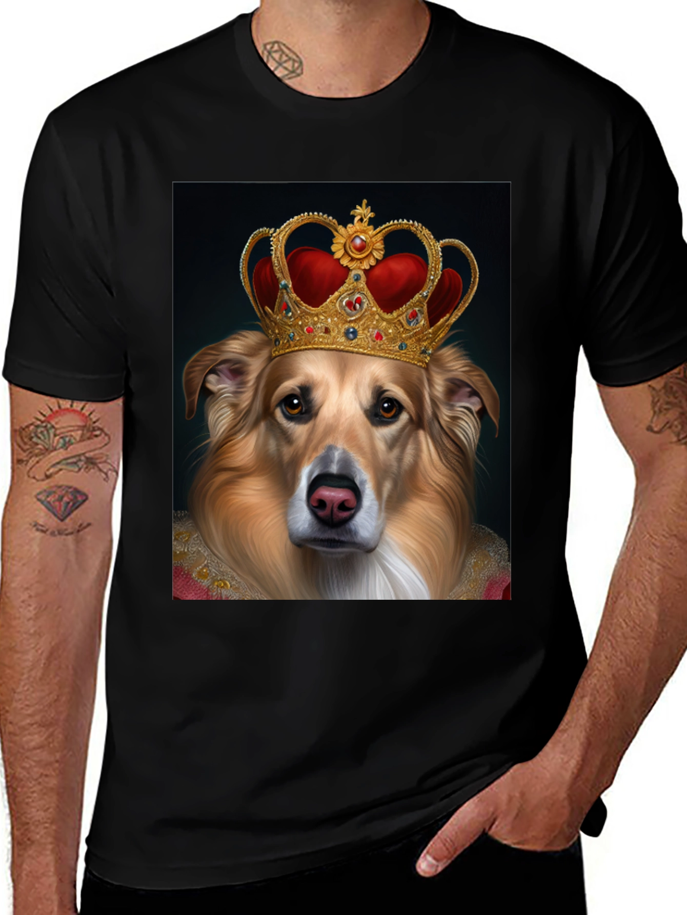 Variant 9 of Dog King Graphic Tee - Collie with Crown