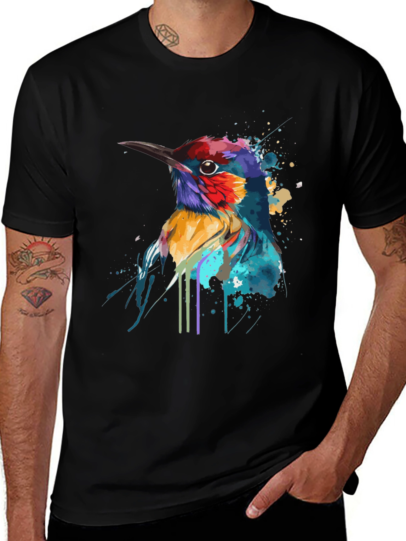 Variant 9 of Vibrant Watercolor Bird Graphic T-Shirt