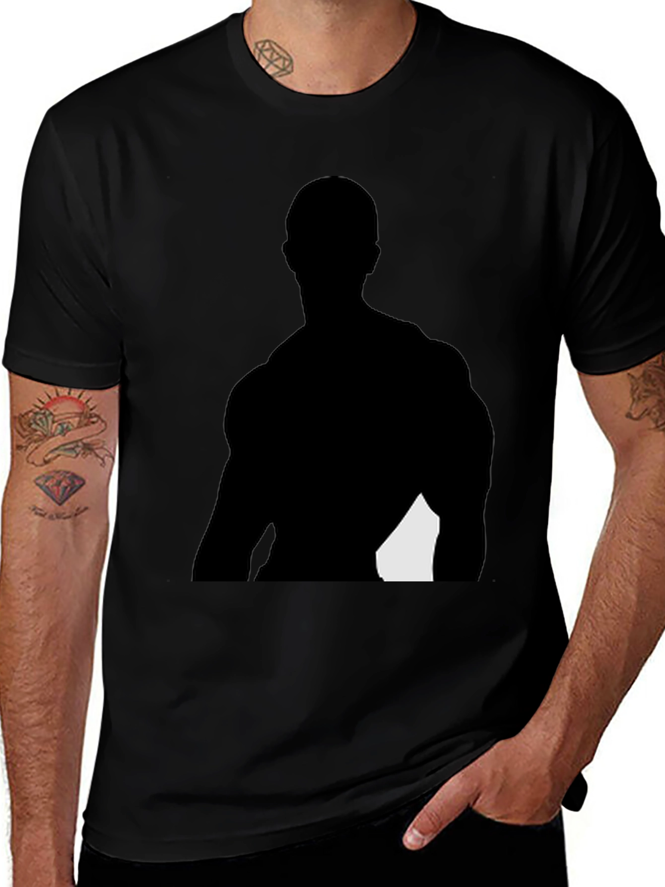 Variant 25 of Silhouette Muscled Man Black T-Shirt