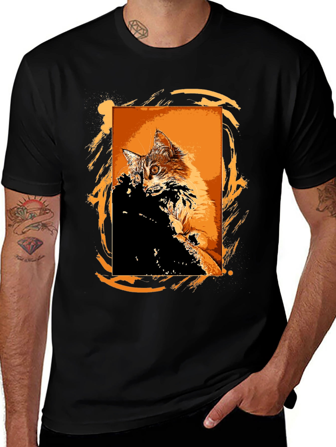 Variant 21 of Cool Cat Graphic T-Shirt - Black