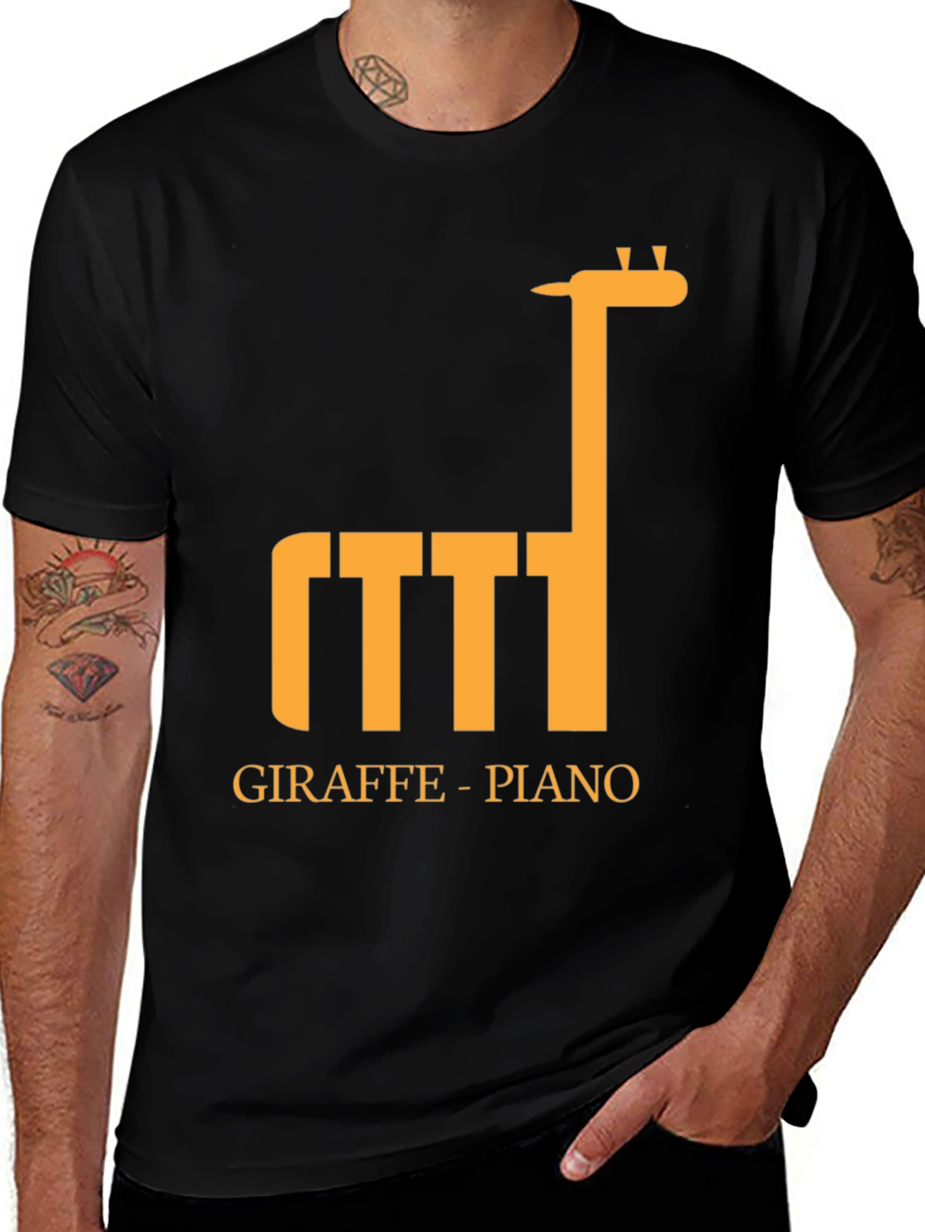 Variant 15 of Giraffe Piano Graphic Tee - Unique Musical T-Shirt