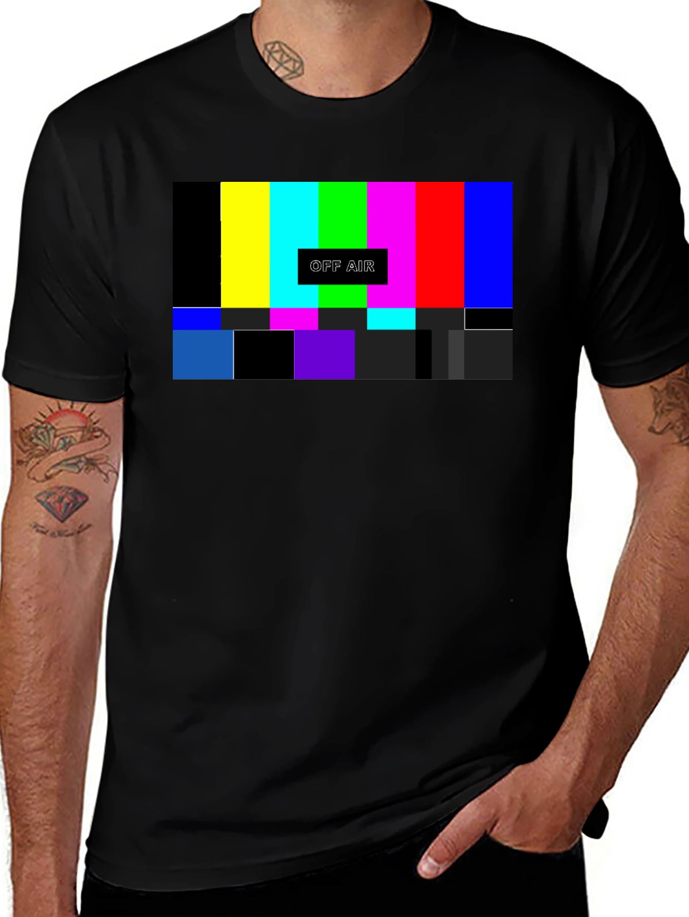 Variant 9 of Off Air TV Test Pattern Black T-Shirt