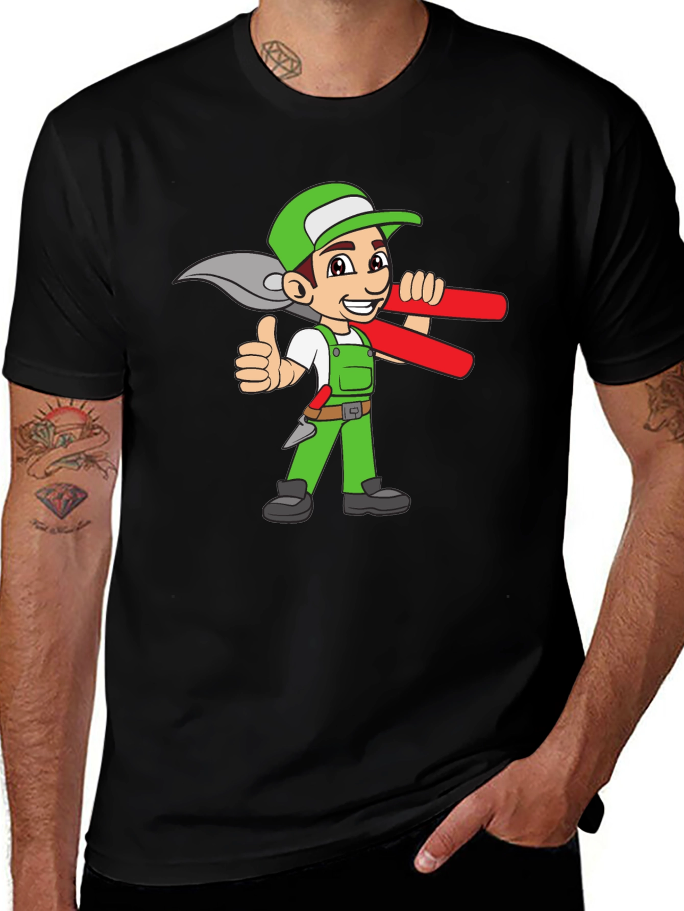 Variant 30 of Gardener Cartoon Graphic Black T-Shirt