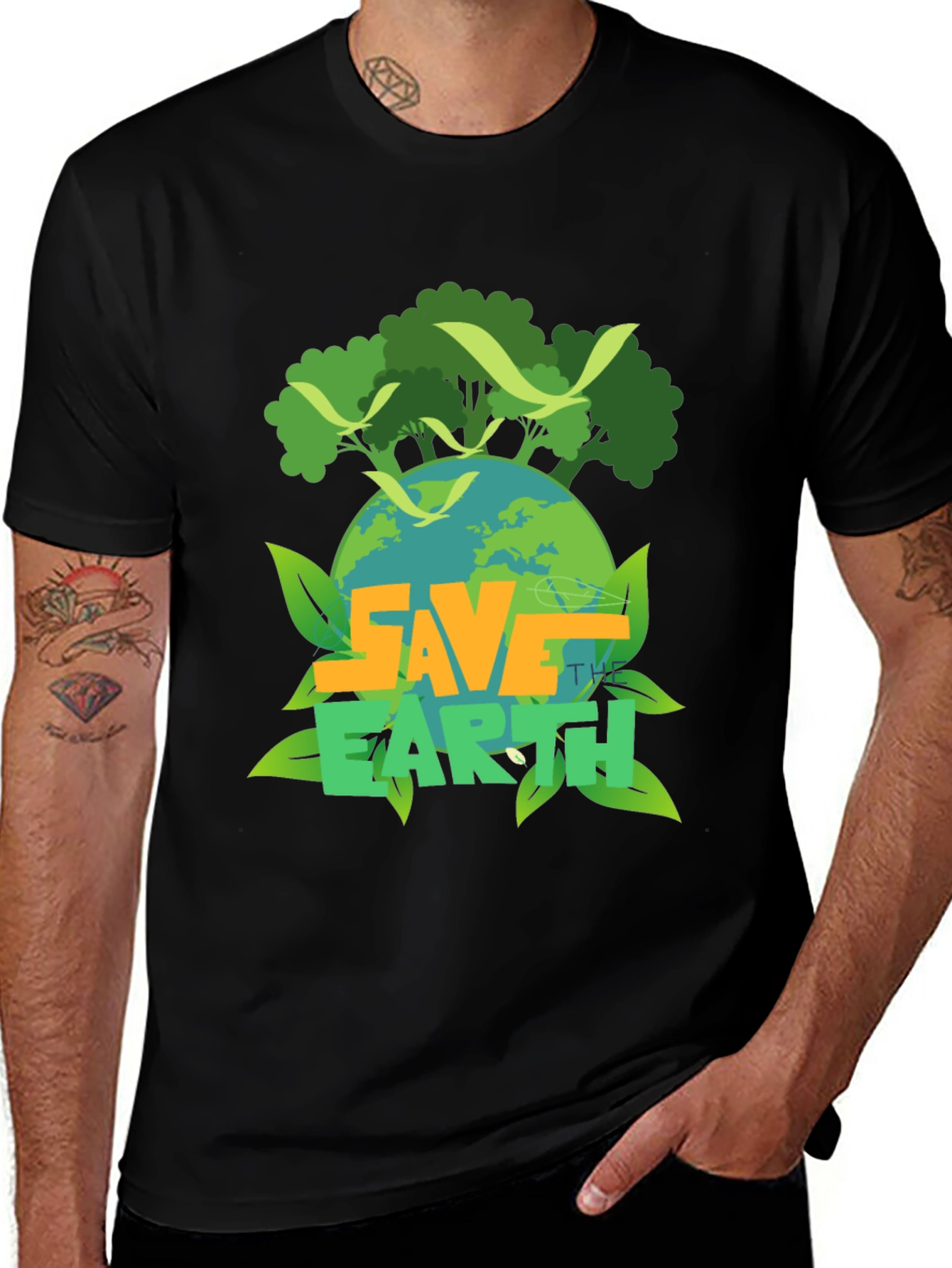 Variant 12 of Save the Earth Graphic T-Shirt - Black