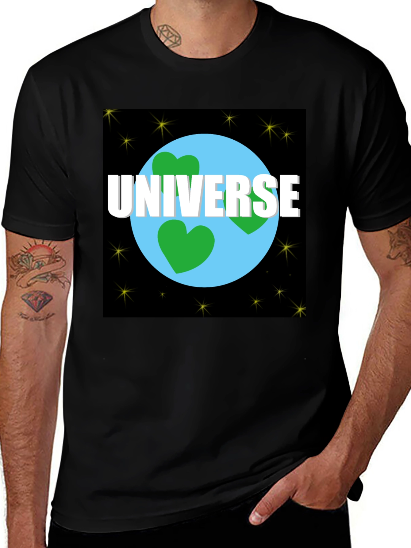 Universe Love T-Shirt - Black Cotton Blend Tee
