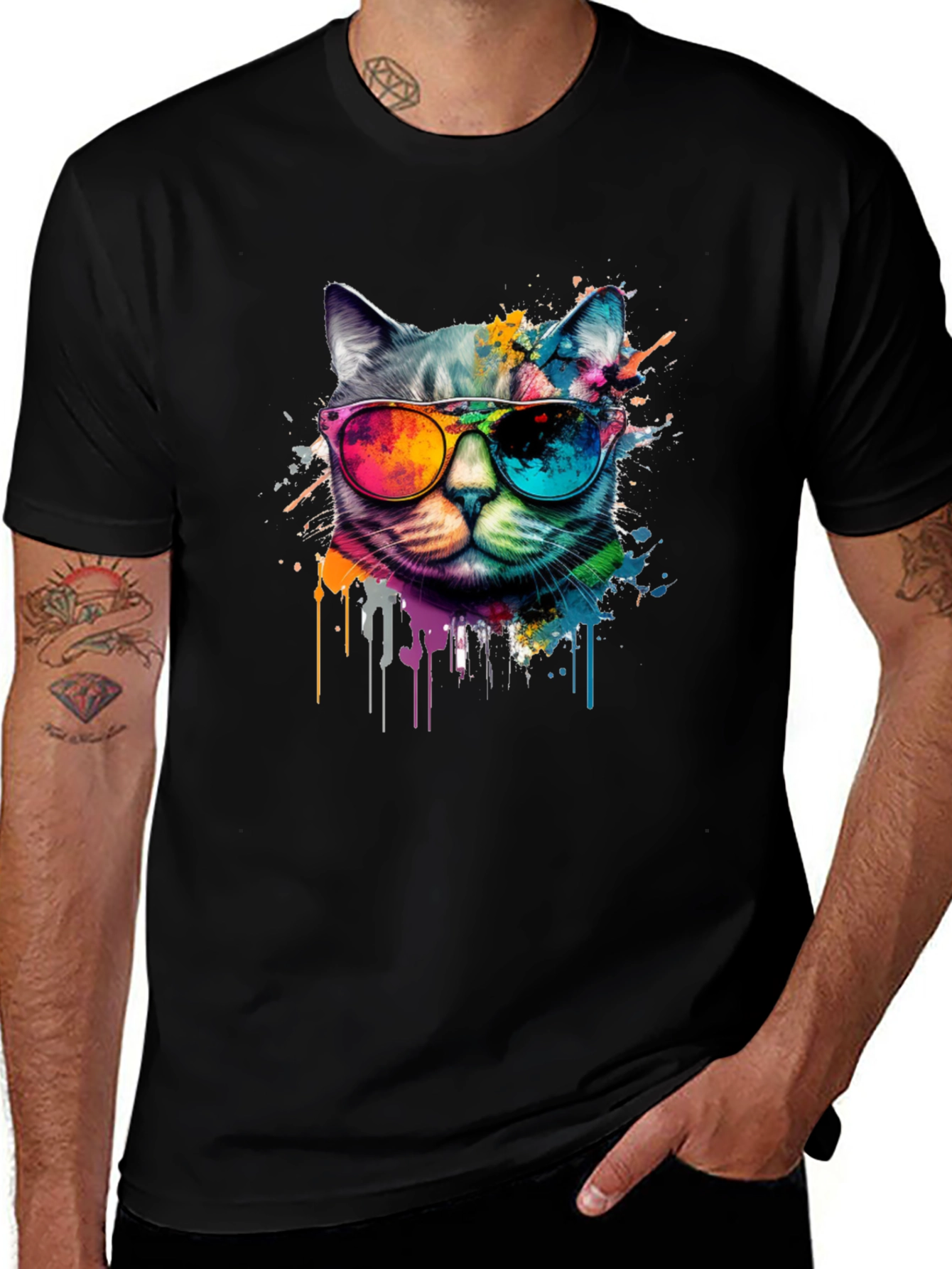 Variant 23 of Cool Cat Watercolor Graphic Tee