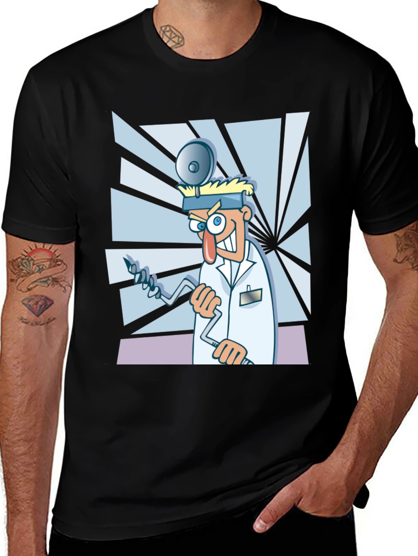 Variant 18 of Crazy Dentist Cartoon T-Shirt - Novelty Tee
