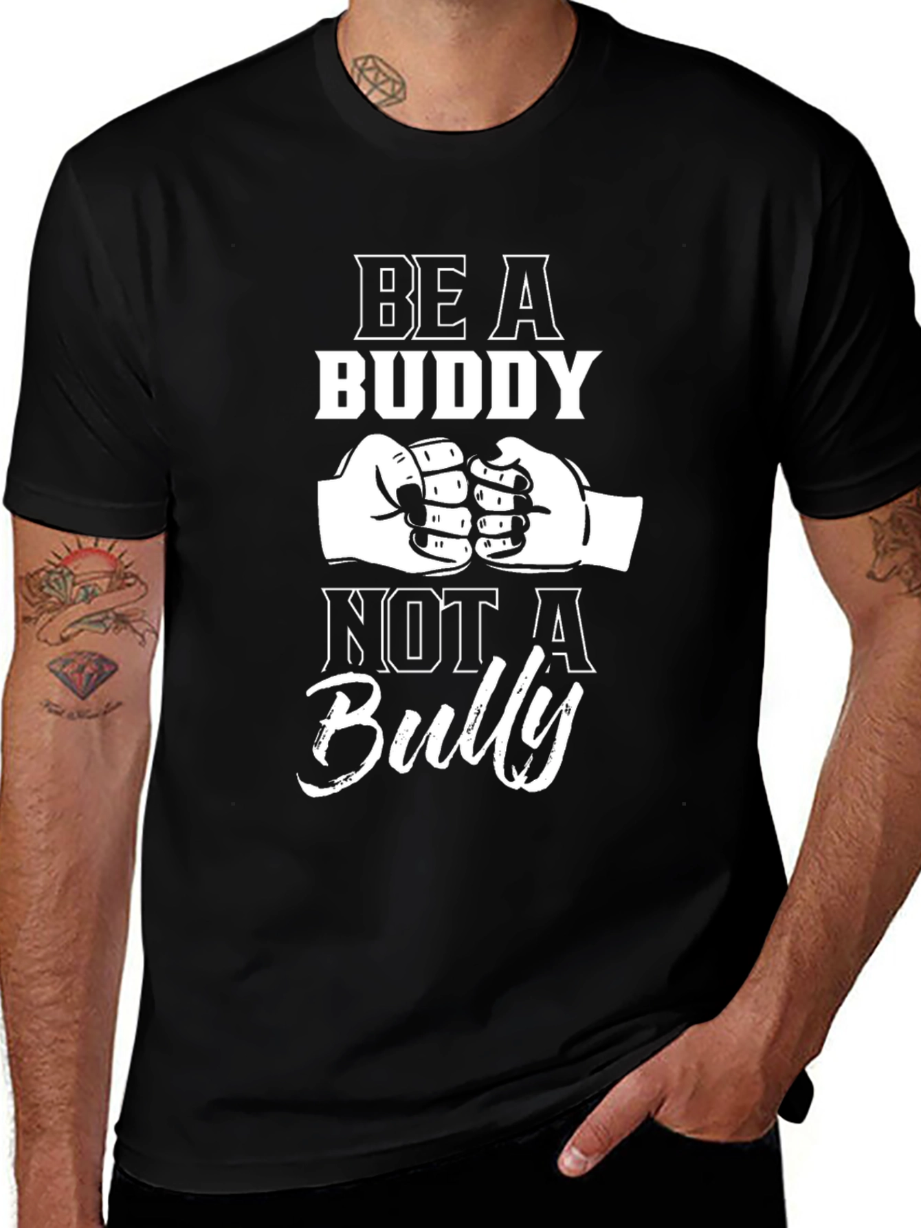 Variant 28 of Be A Buddy Not A Bully Black Graphic Tee