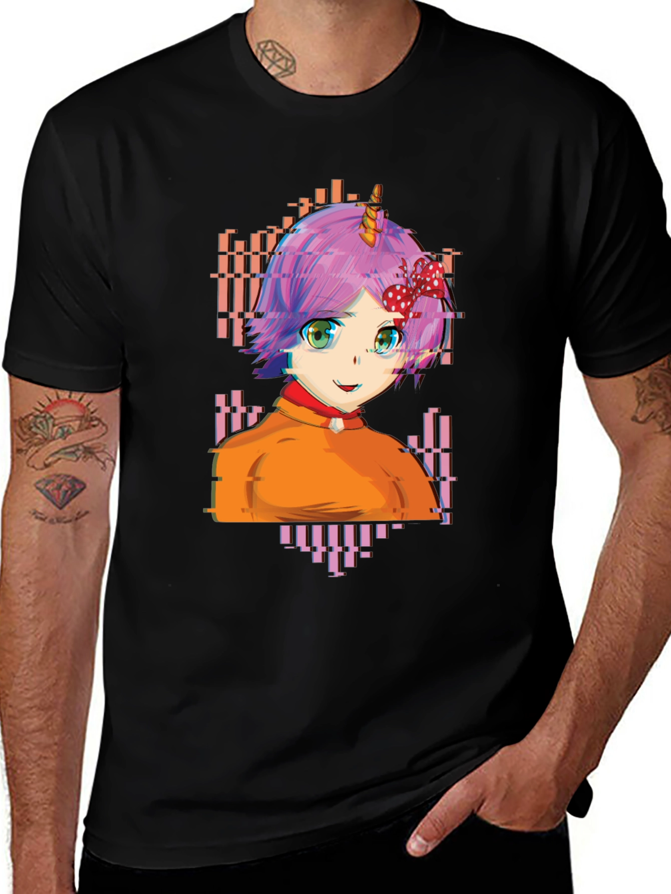 Variant 24 of Anime Girl Unicorn Black T-Shirt