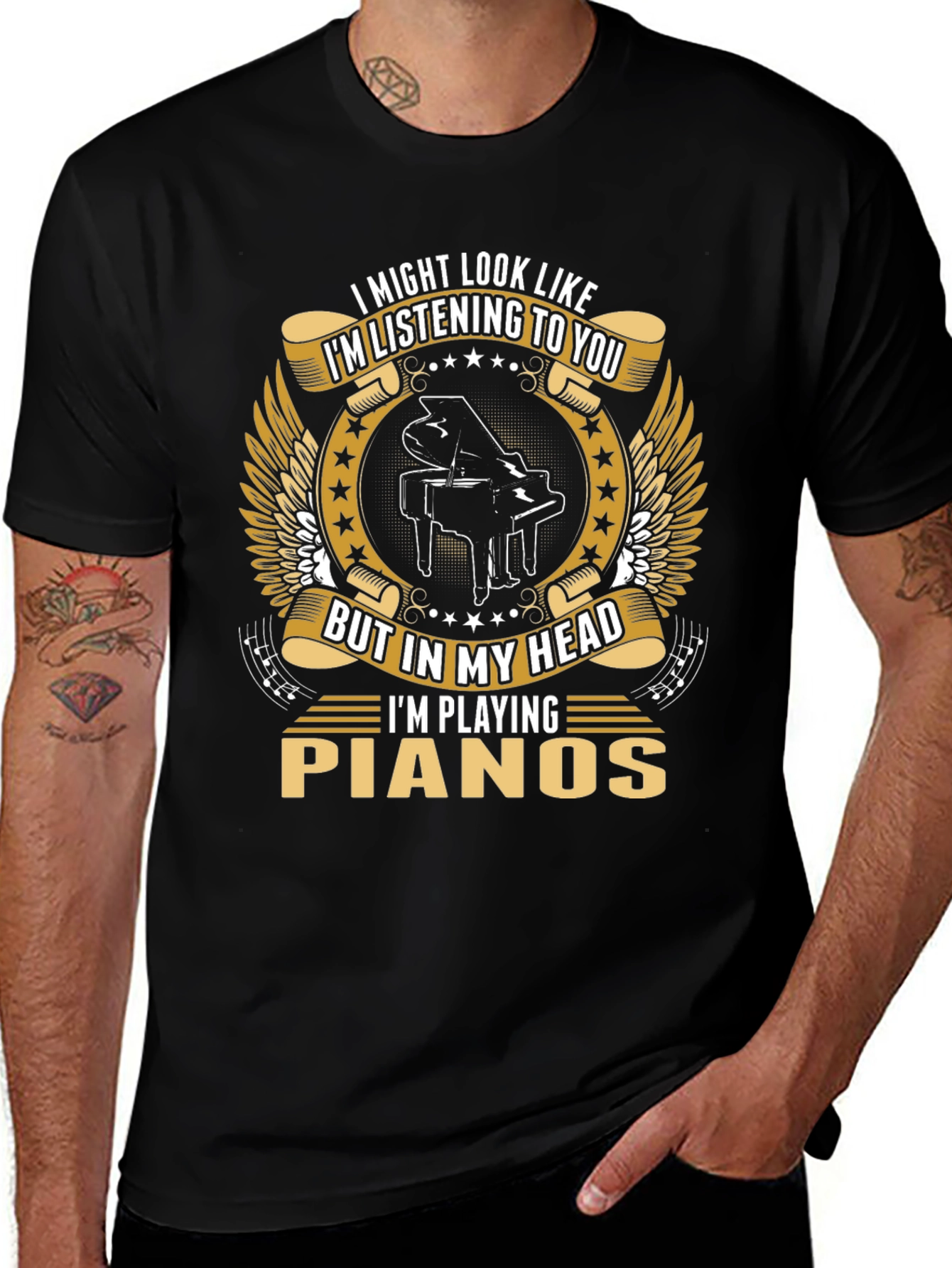 Variant 3 of Piano Player T-Shirt: I'm Playing Pianos In My Head