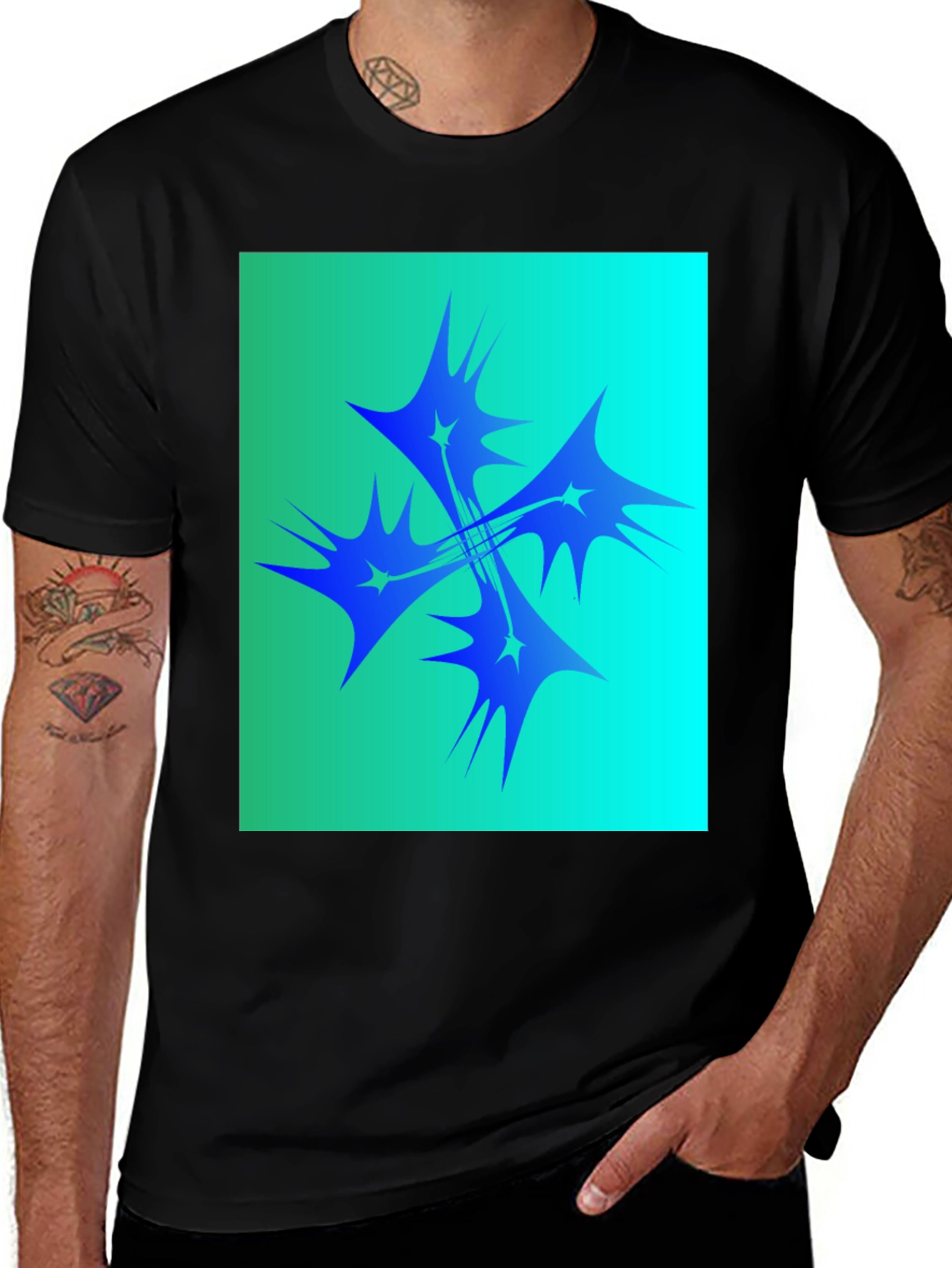 Variant 12 of Abstract Starburst Graphic Tee - Black