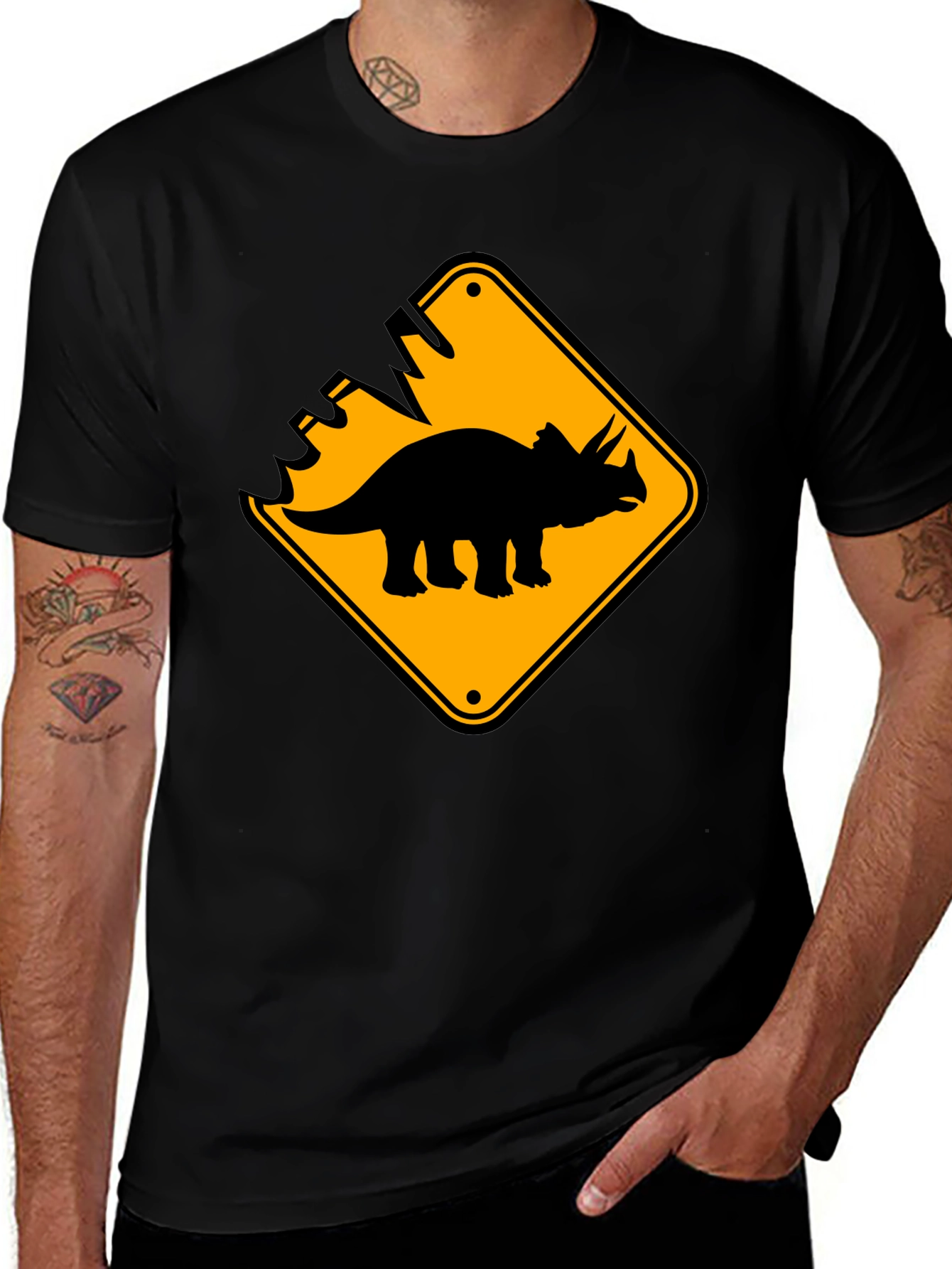 Variant 20 of Dinosaur Crossing Black T-Shirt