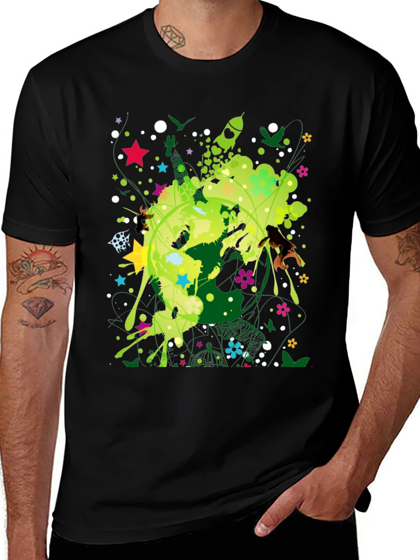 Variant 15 of Abstract Earth Graphic Black T-Shirt
